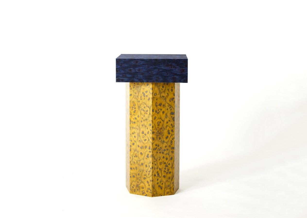 Rectangle bold osis septagon base side table by Llot Llov
Dimensions: 30 x 30 x H 60 cm
Materials: core board birch


With OSIS Edition 5 LLOT LLOV is deepening the understanding of the impact of salt and pigment. Colour and surface patterns