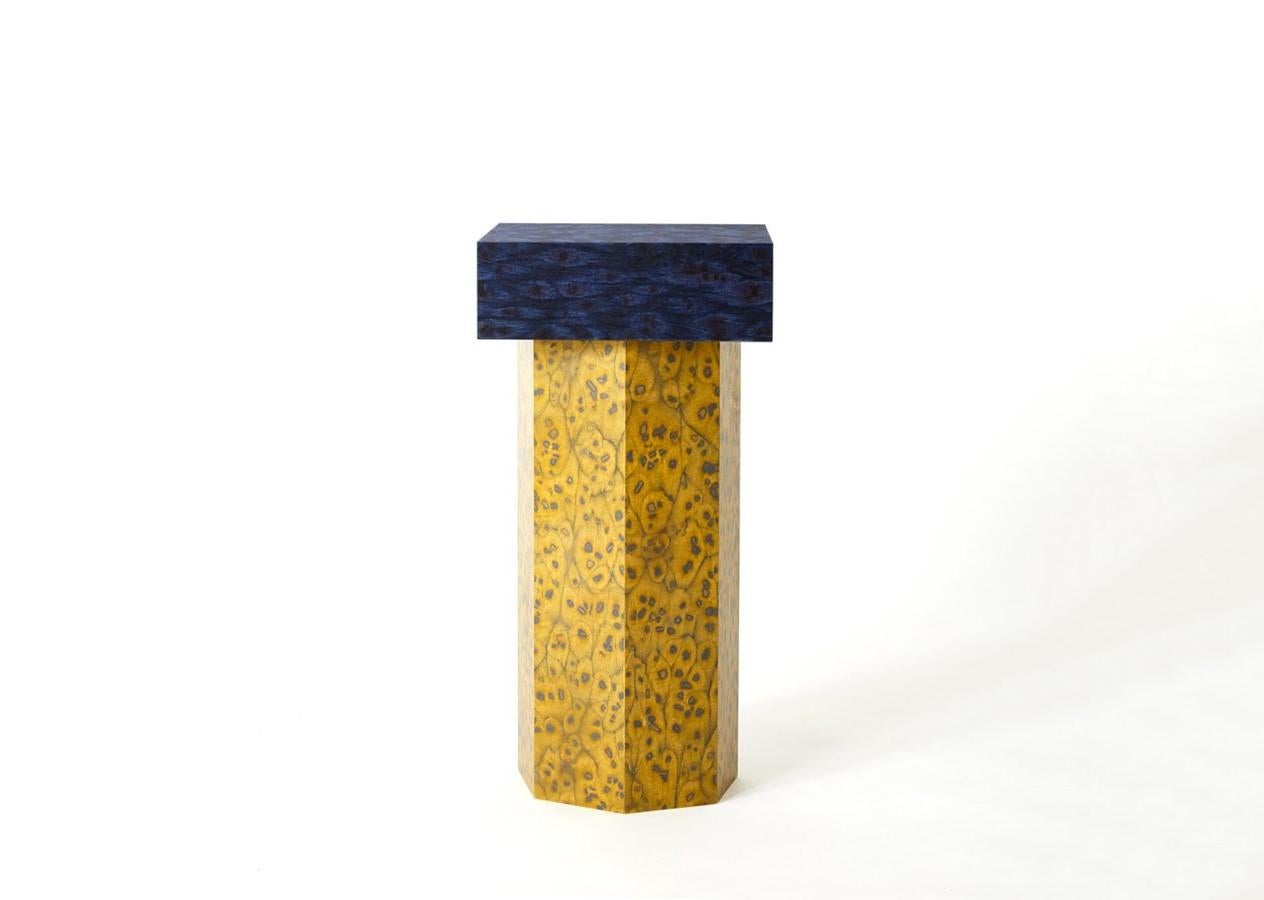 Rectangle Bold Osis Septagon Base Side Table by Llot Llov
Dimensions: 30 x 30 x H 60 cm
Materials: core board birch

With OSIS Edition 5, LLOT LLOV is deepening the understanding of the impact of salt and pigment. Colour and surface patterns