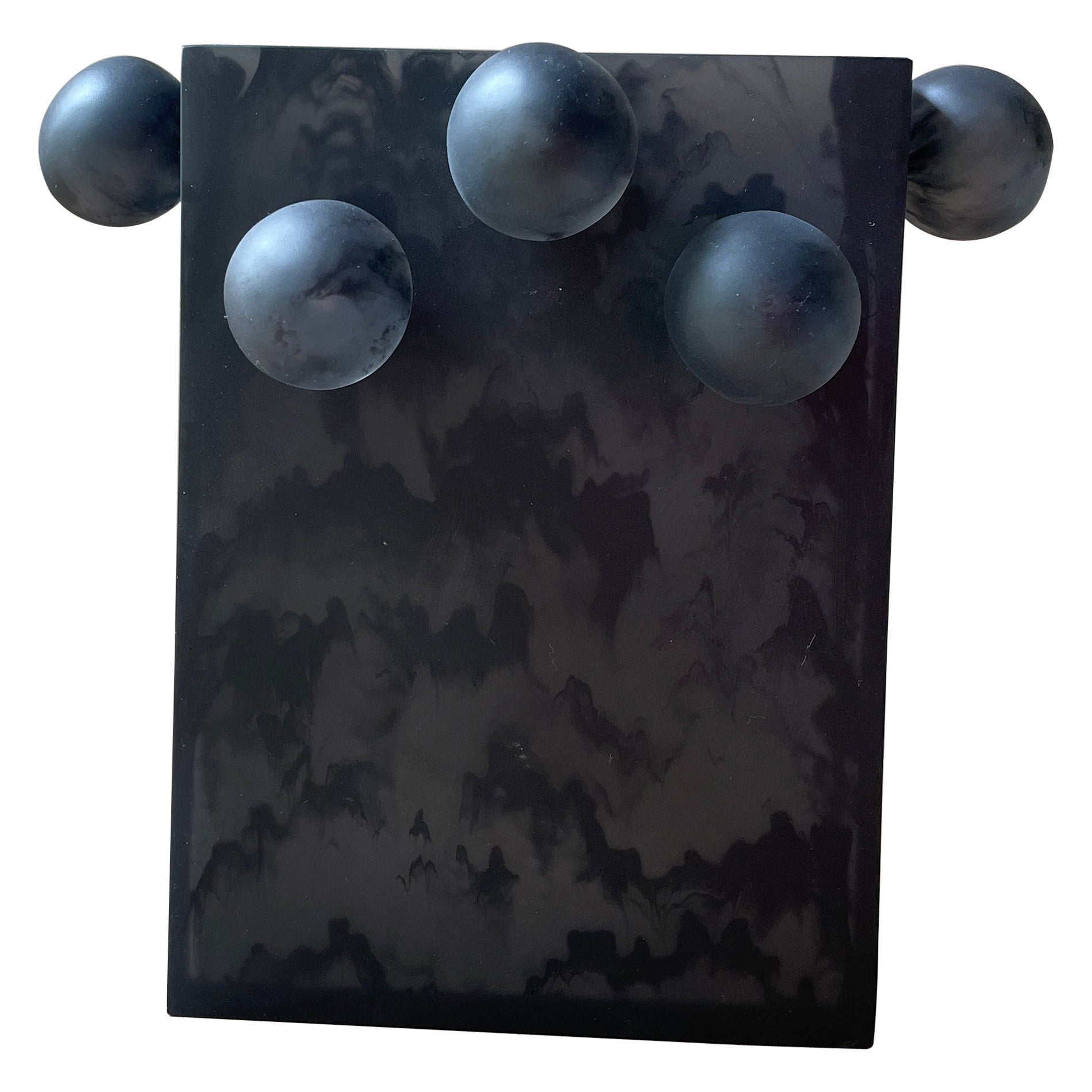Rectangle Bubble Vase in Black Resin by Paola Valle