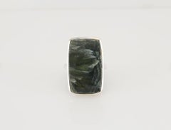 Rectangle clinochlore seraphinite silver ring
