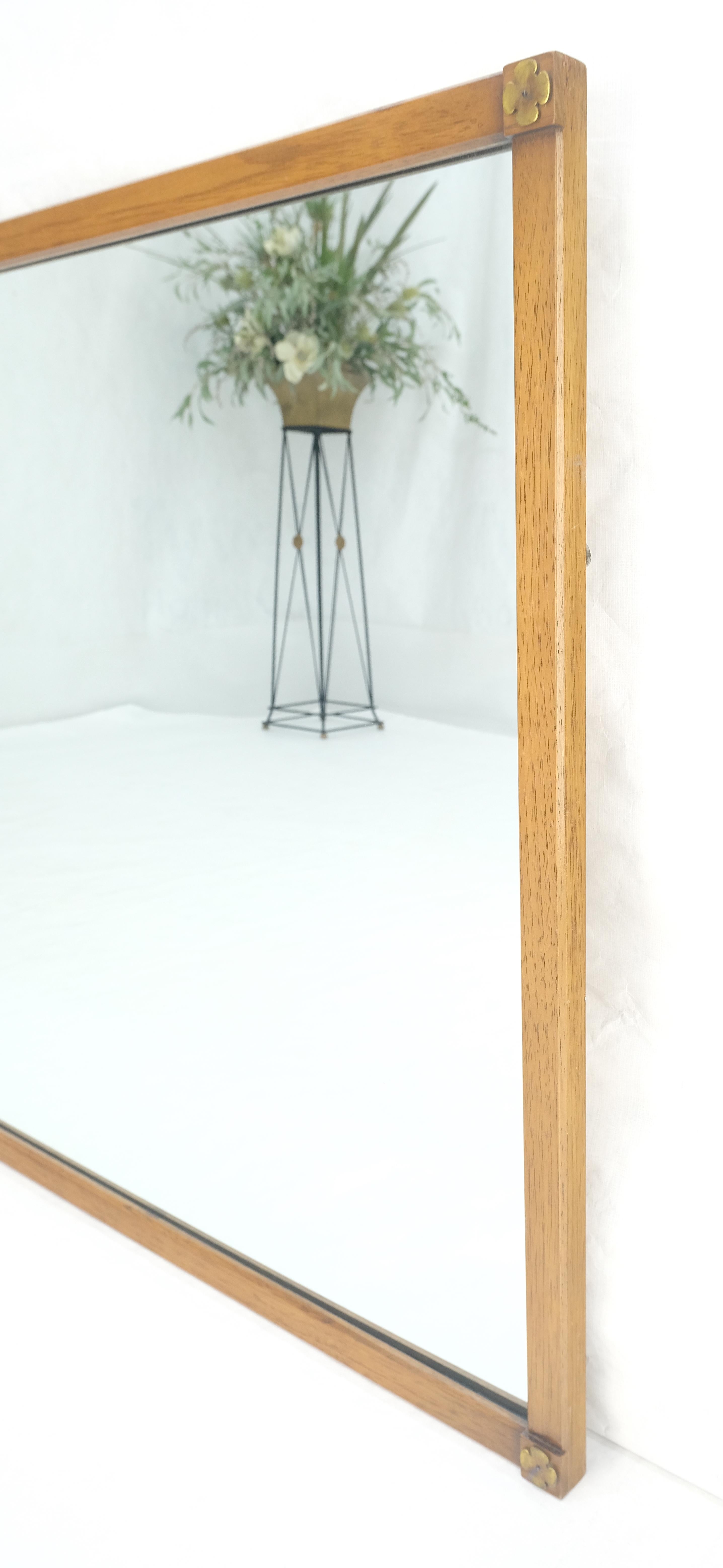 Mid-Century Modern Rectangle Clover Rosettes Walnut Frame Mid Century Modern Mirror MINT For Sale