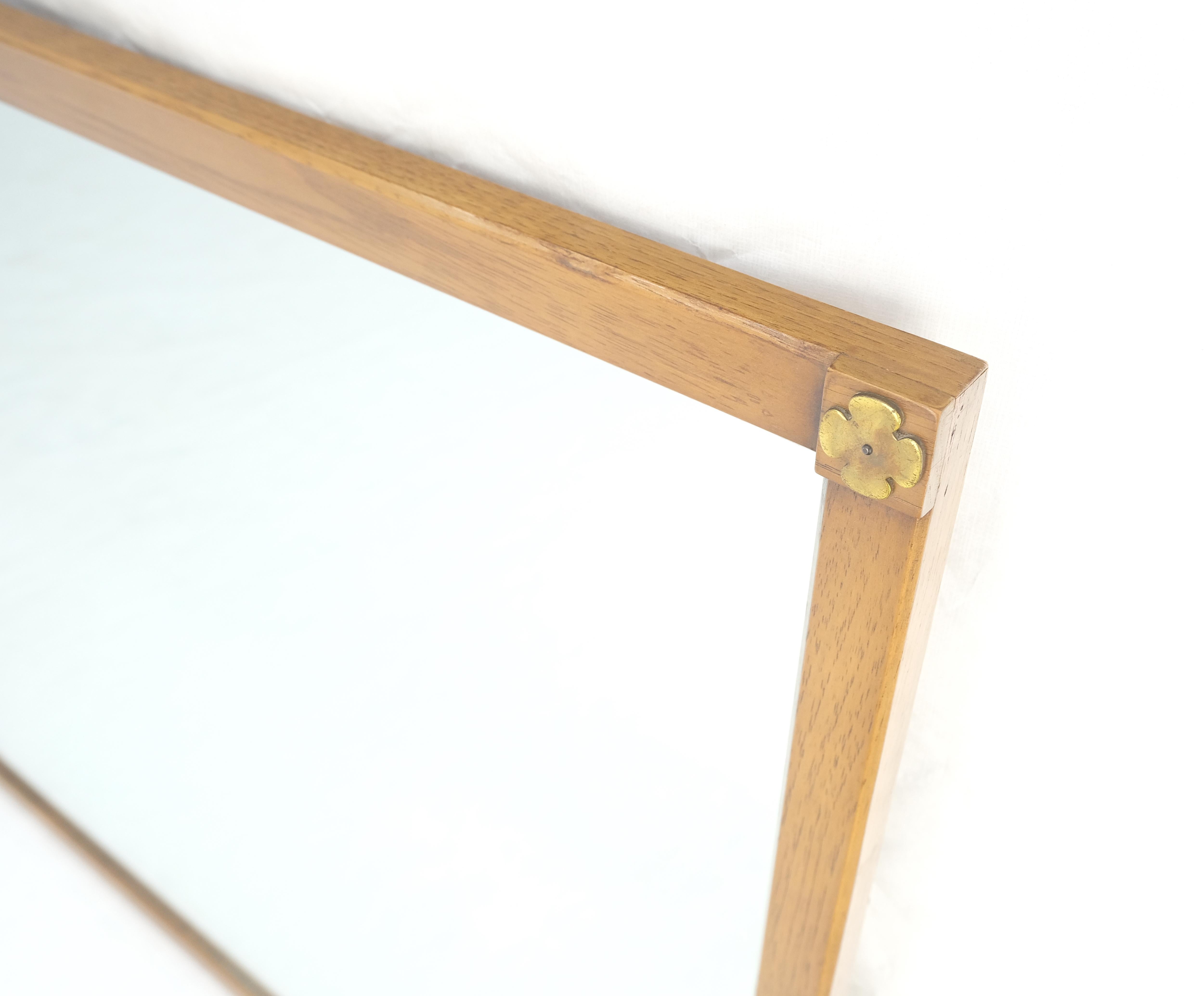 American Rectangle Clover Rosettes Walnut Frame Mid Century Modern Mirror MINT For Sale