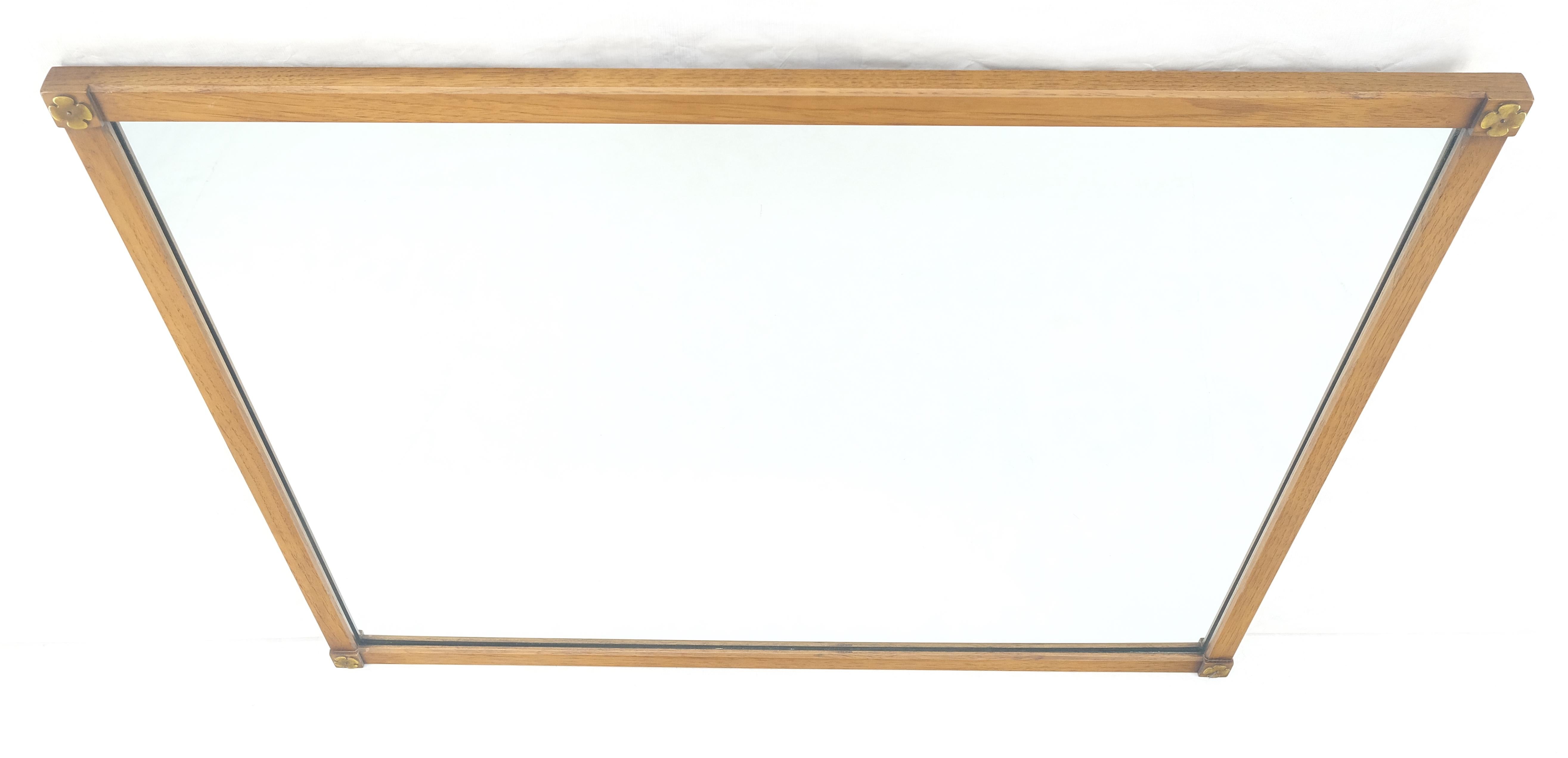 Rectangle Clover Rosettes Walnut Frame Mid Century Modern Mirror MINT In Excellent Condition For Sale In Rockaway, NJ