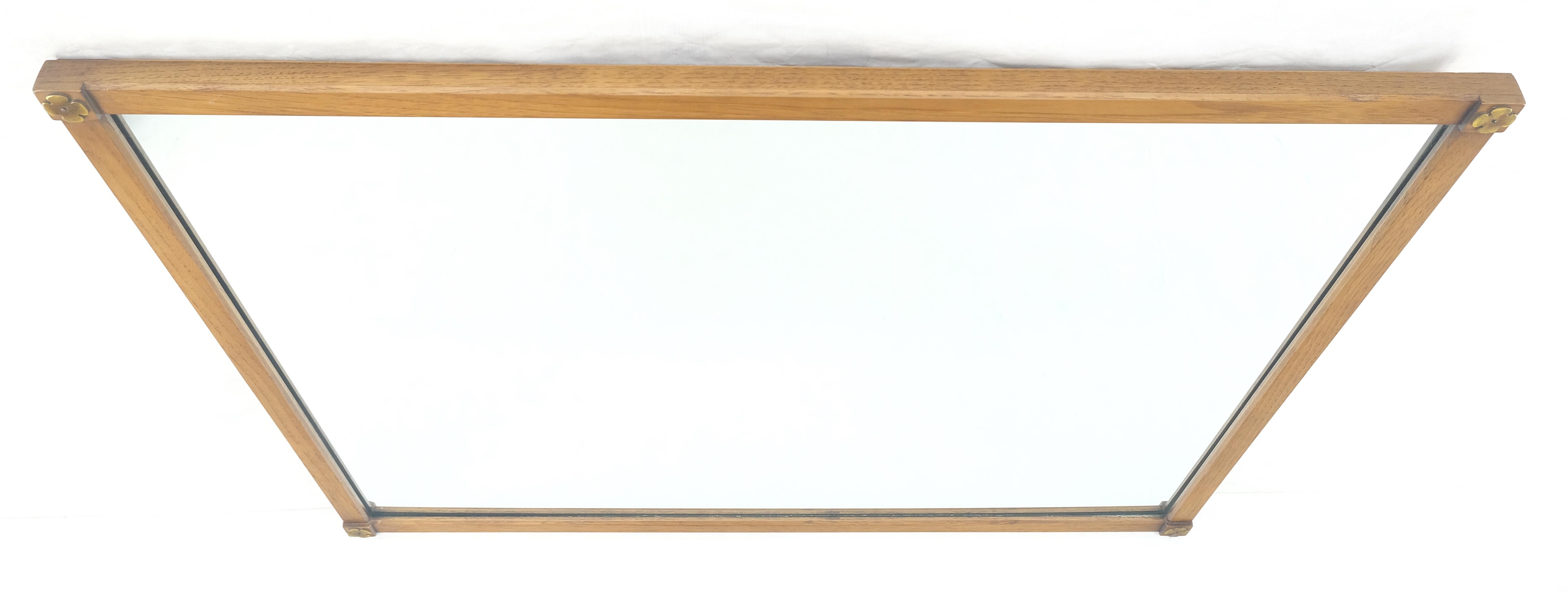 20th Century Rectangle Clover Rosettes Walnut Frame Mid Century Modern Mirror MINT For Sale