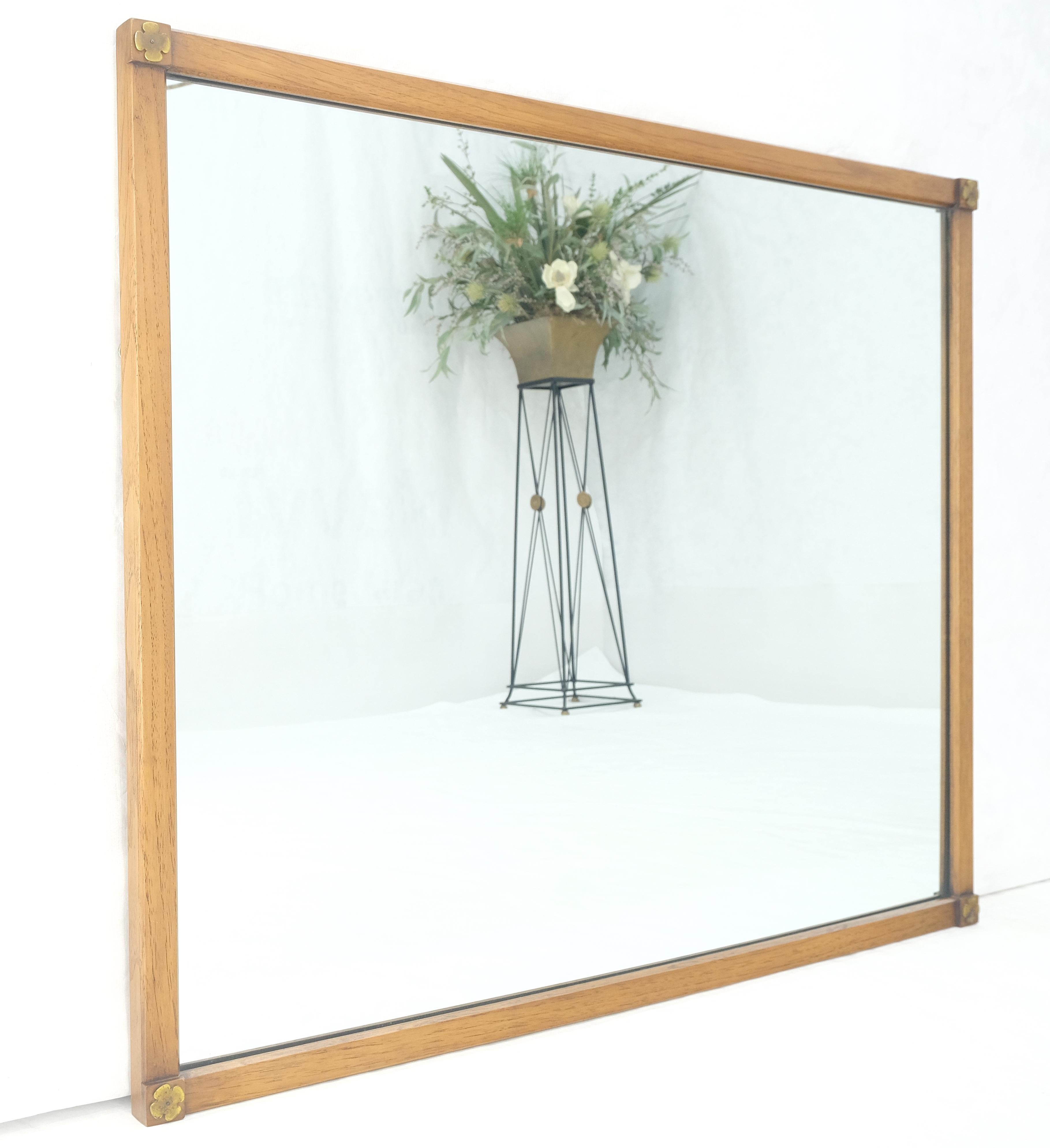 Rectangle Clover Rosettes Walnut Frame Mid Century Modern Mirror MINT For Sale 2