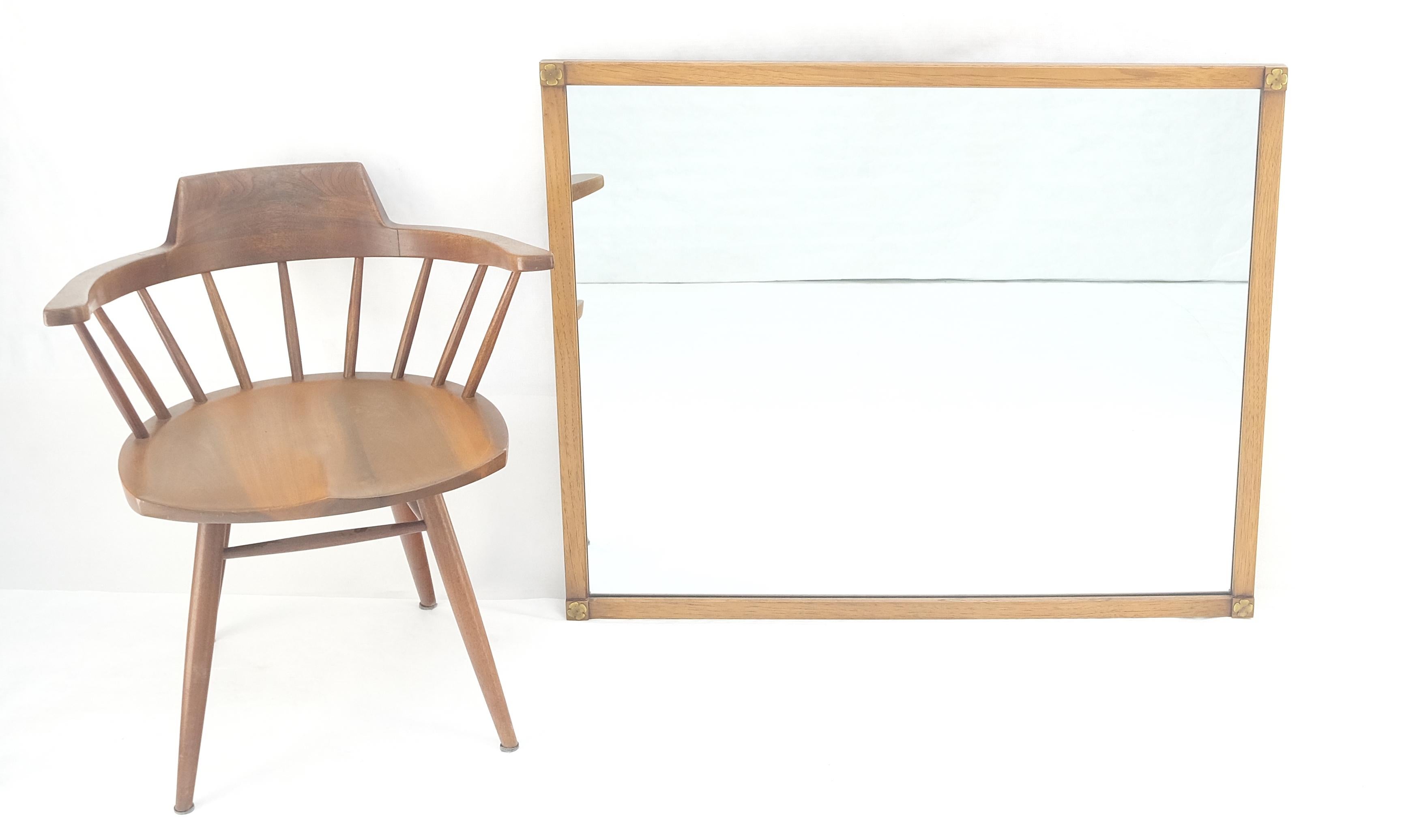 Rectangle Clover Rosettes Walnut Frame Mid Century Modern Mirror MINT For Sale 3