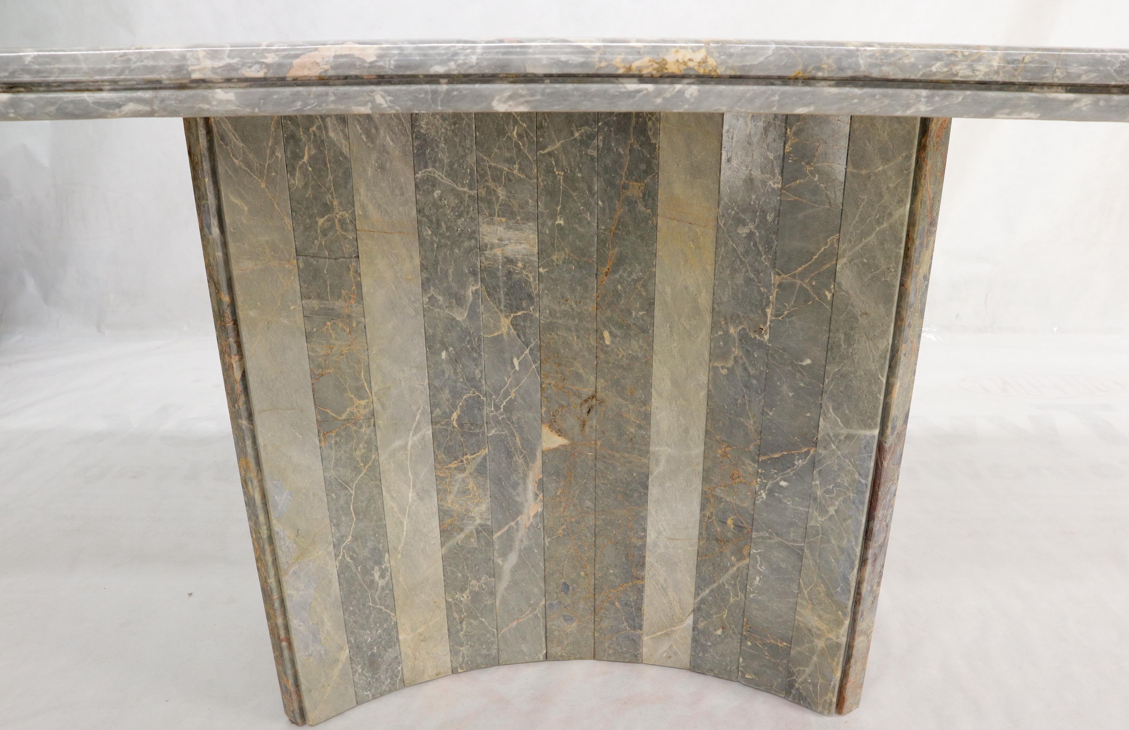 Rectangle Concave Shape Large Marble-Top Single Pedestal Dining Conference Table For Sale 1