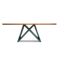 Rectangle Dining Table with Solid Walnut Top and X Base, Customizable
