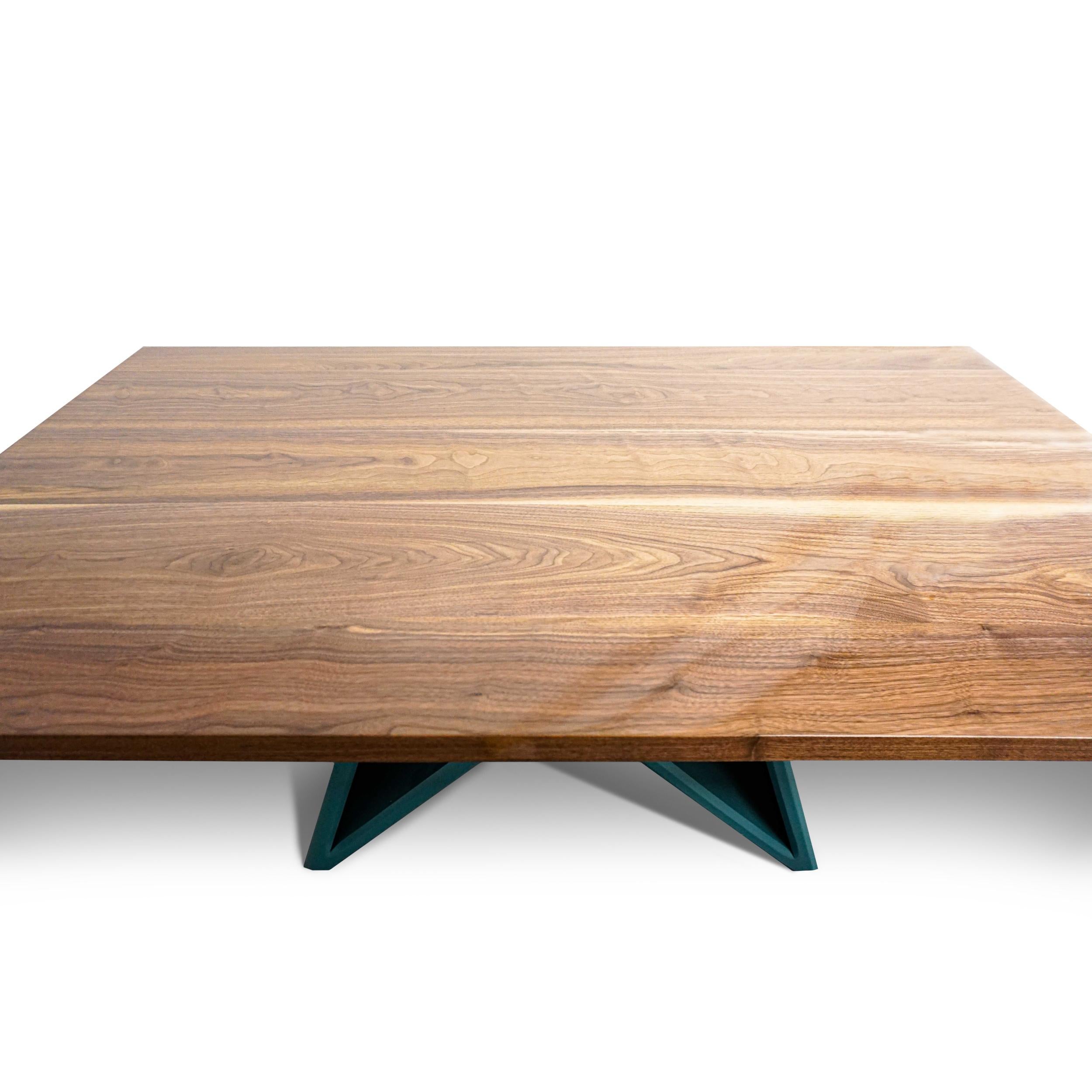 Rectangle Dining Table with Solid Walnut Top and X Base, Customizable In New Condition For Sale In Greenwich, CT