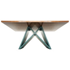 Rectangle Dining Table with Solid Walnut Top and X Base, Customizable