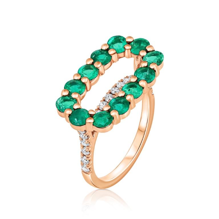 Dazzling brilliant round emeralds total weight 1.94 carat with 0.39 carat brilliant round diamonds set in 18k gold



