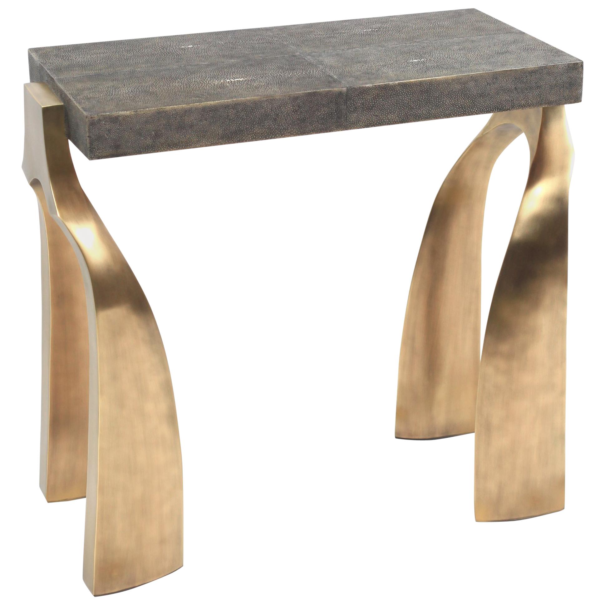 Hand-Crafted Rectangle Galaxy Side Table in Onyx and Bronze-Patina Brass by Kifu Paris For Sale