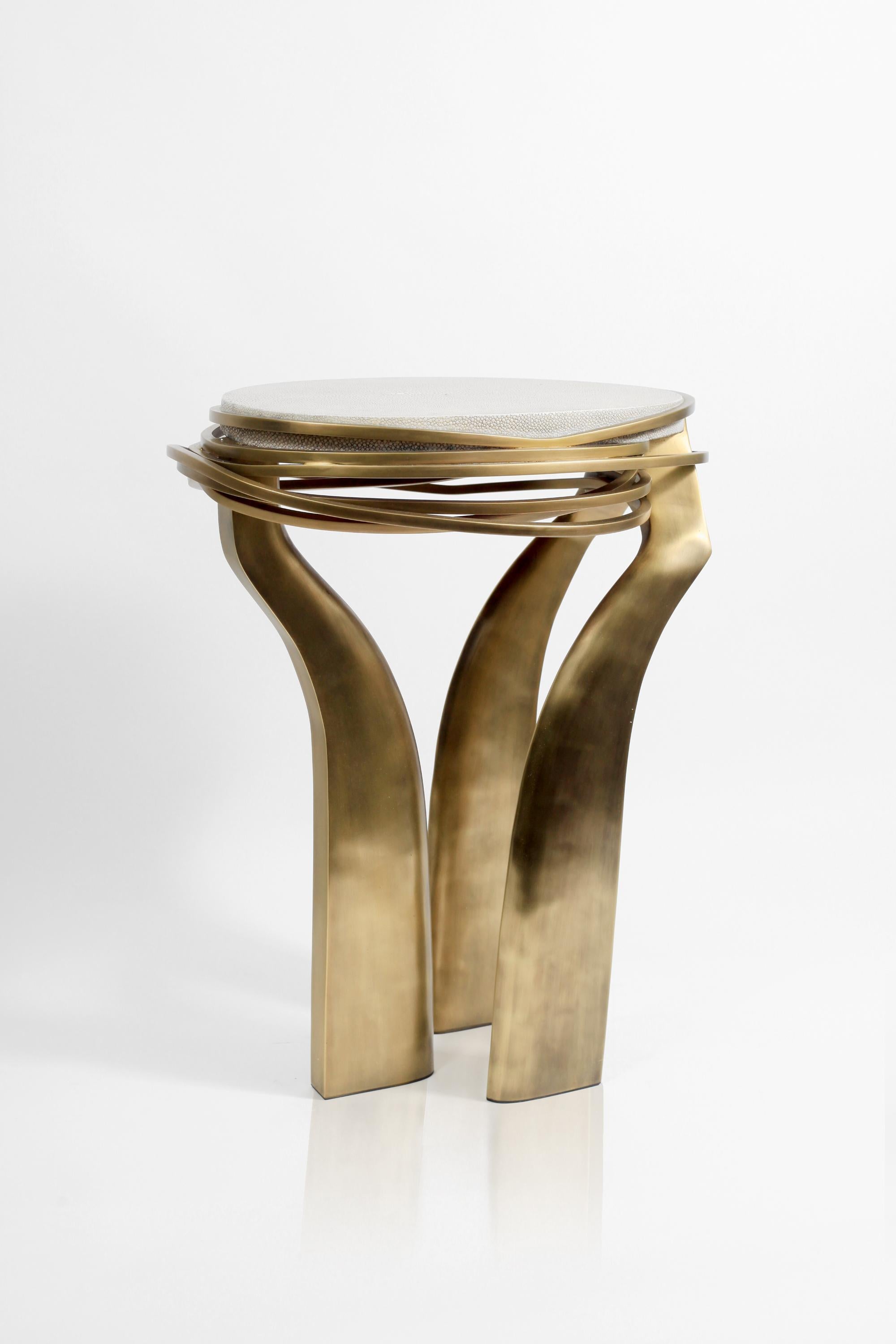 Rectangle Galaxy Side Table in Onyx and Bronze-Patina Brass by Kifu Paris For Sale 2