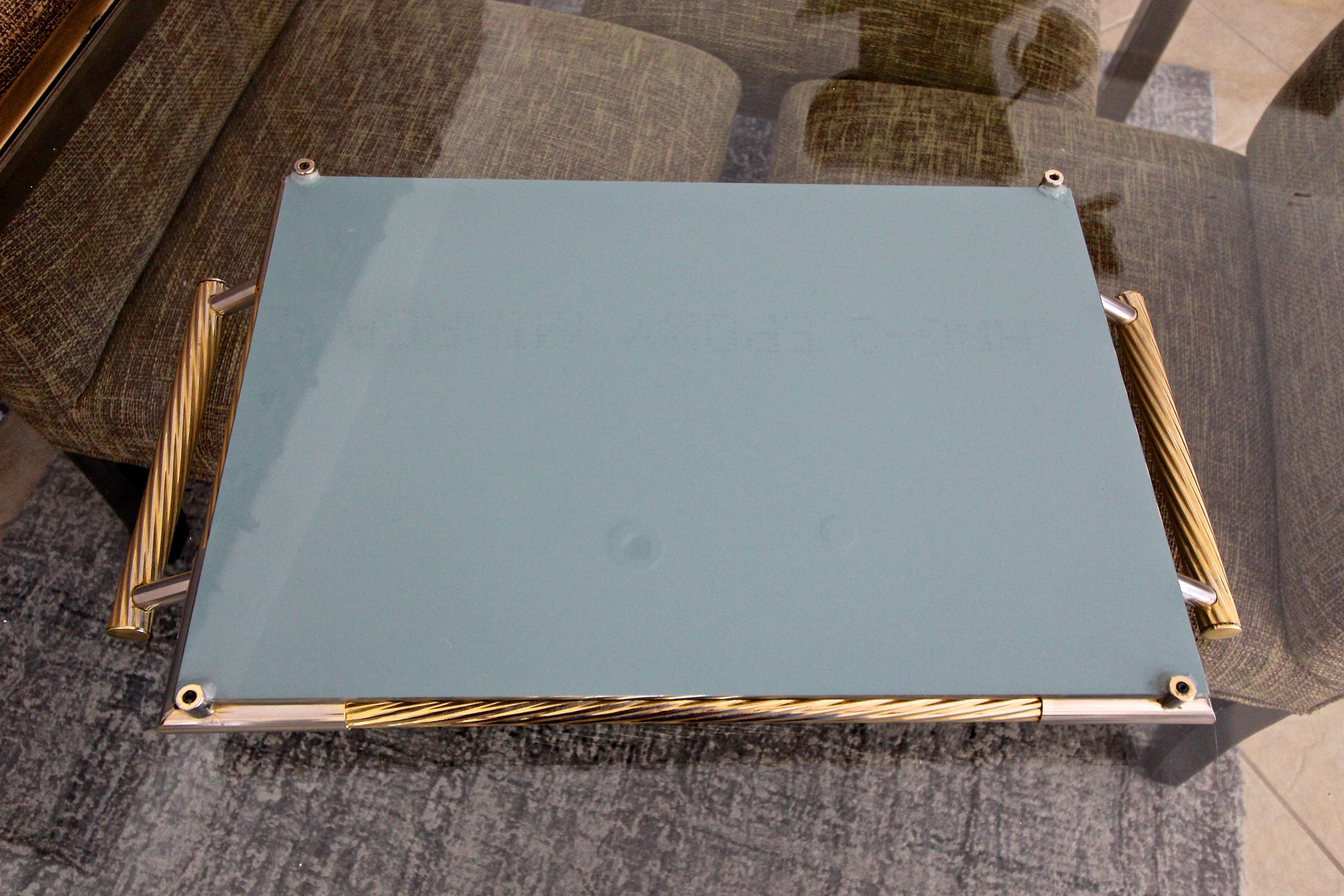 Rectangle Gold Metal Serving Tray For Sale 5
