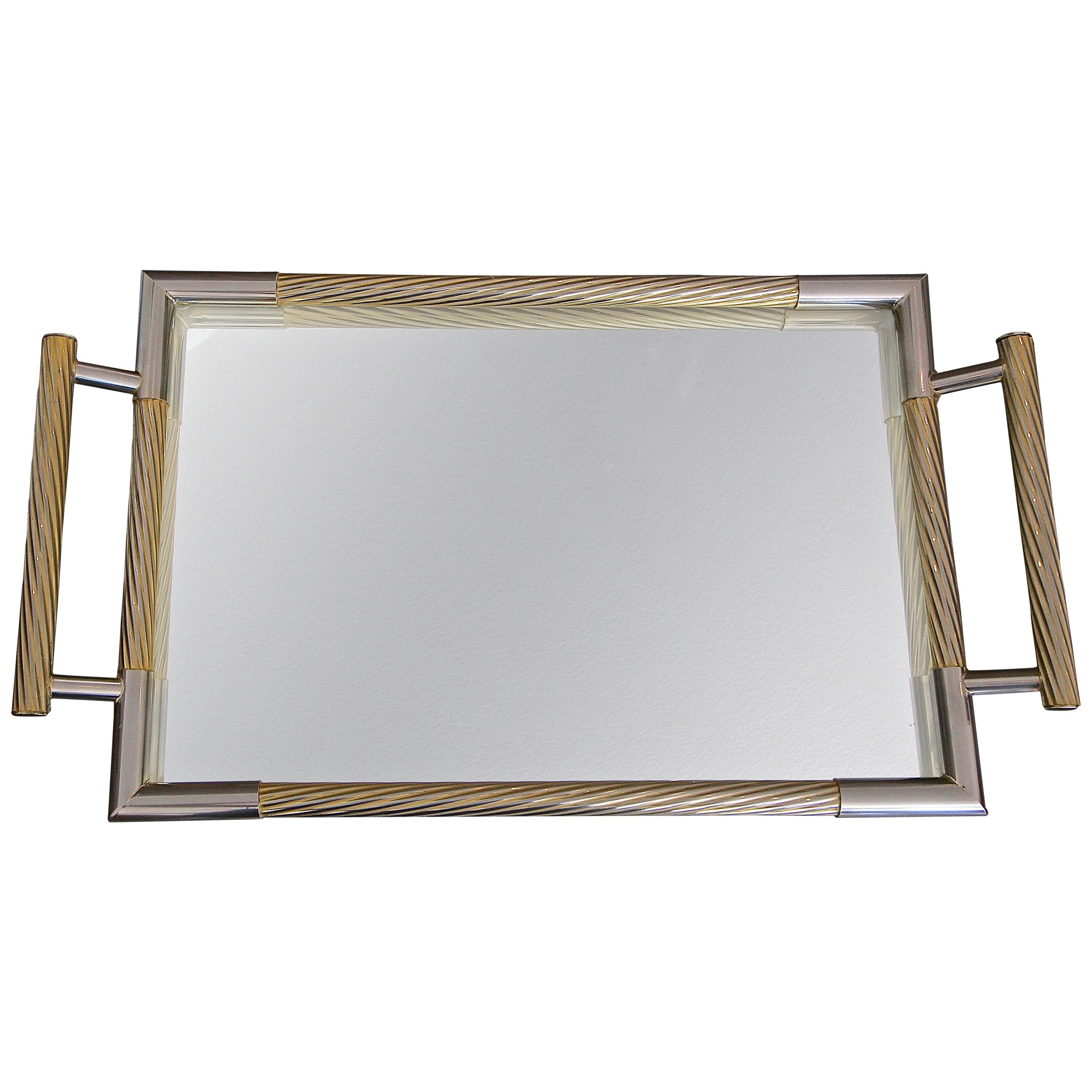 Rectangle Gold Metal Serving Tray