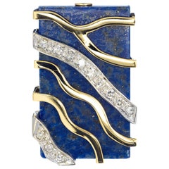 Rectangle Lapis Diamond Two-Tone Gold Cocktail Ring