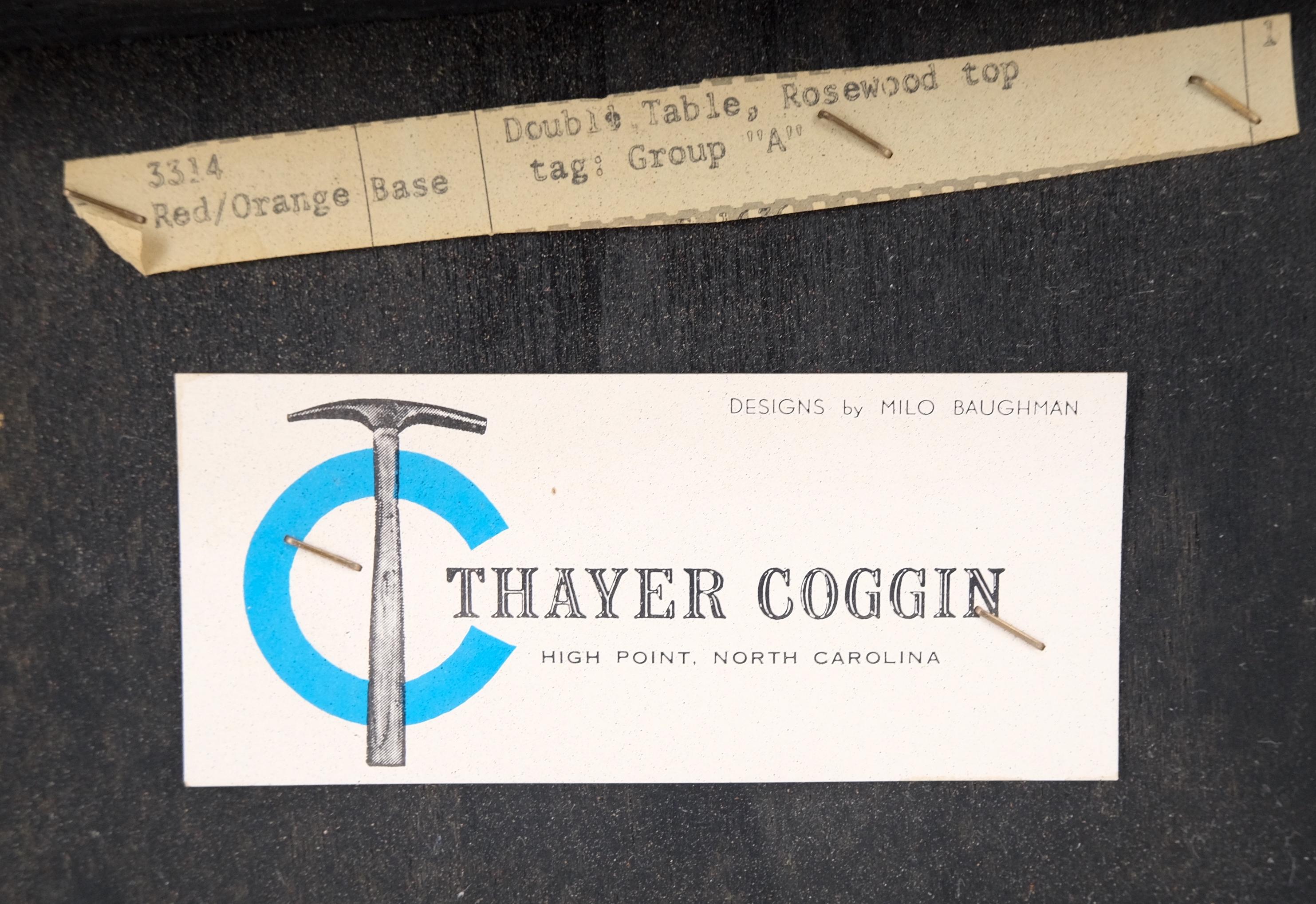 Table basse rectangulaire Milo Baughman Thayer Coggin en bois de rose MINT.