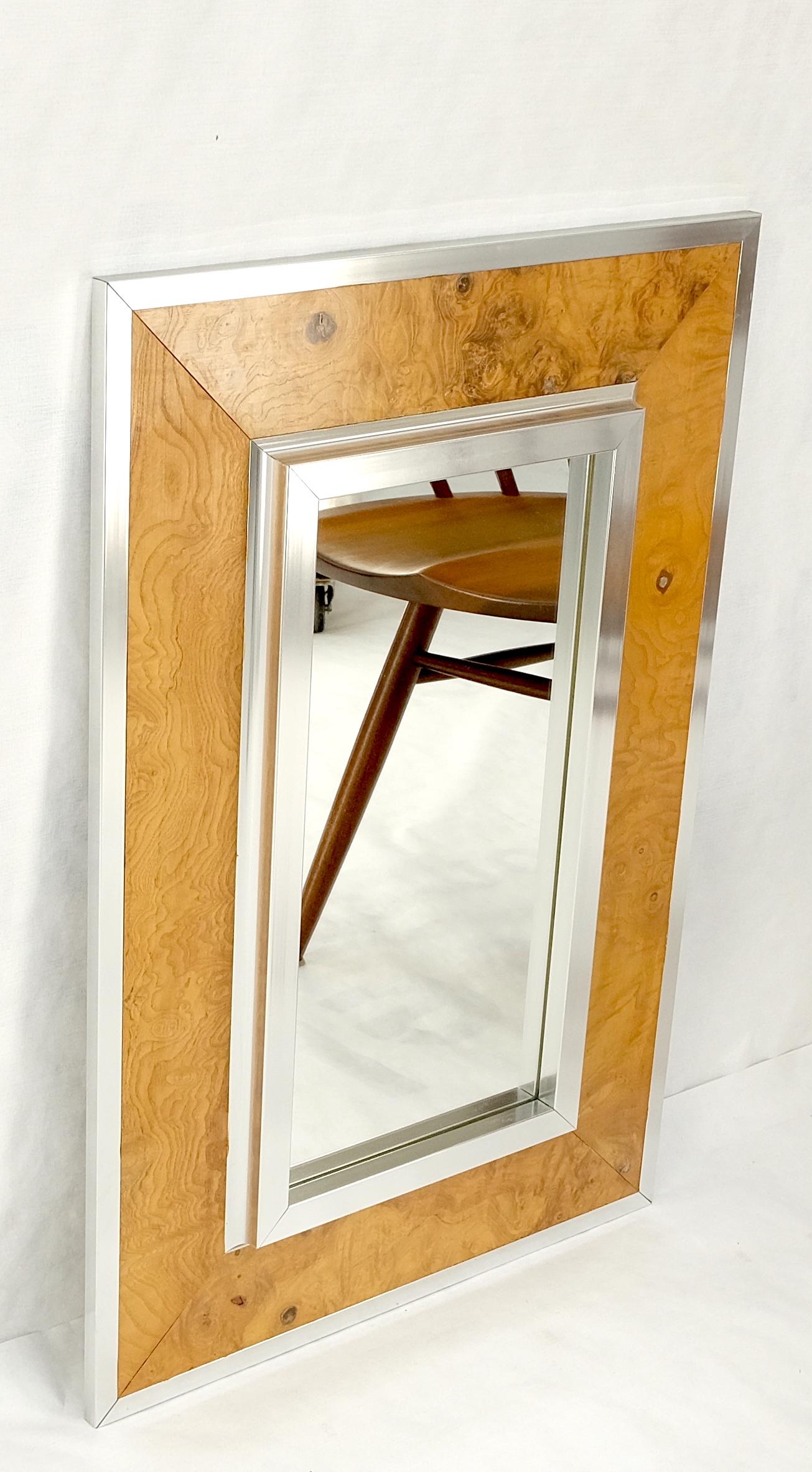 Rectangle Mid-Century Modern Burl Wood & Aluminum Mirror by Greg Copeland MINT! For Sale 5