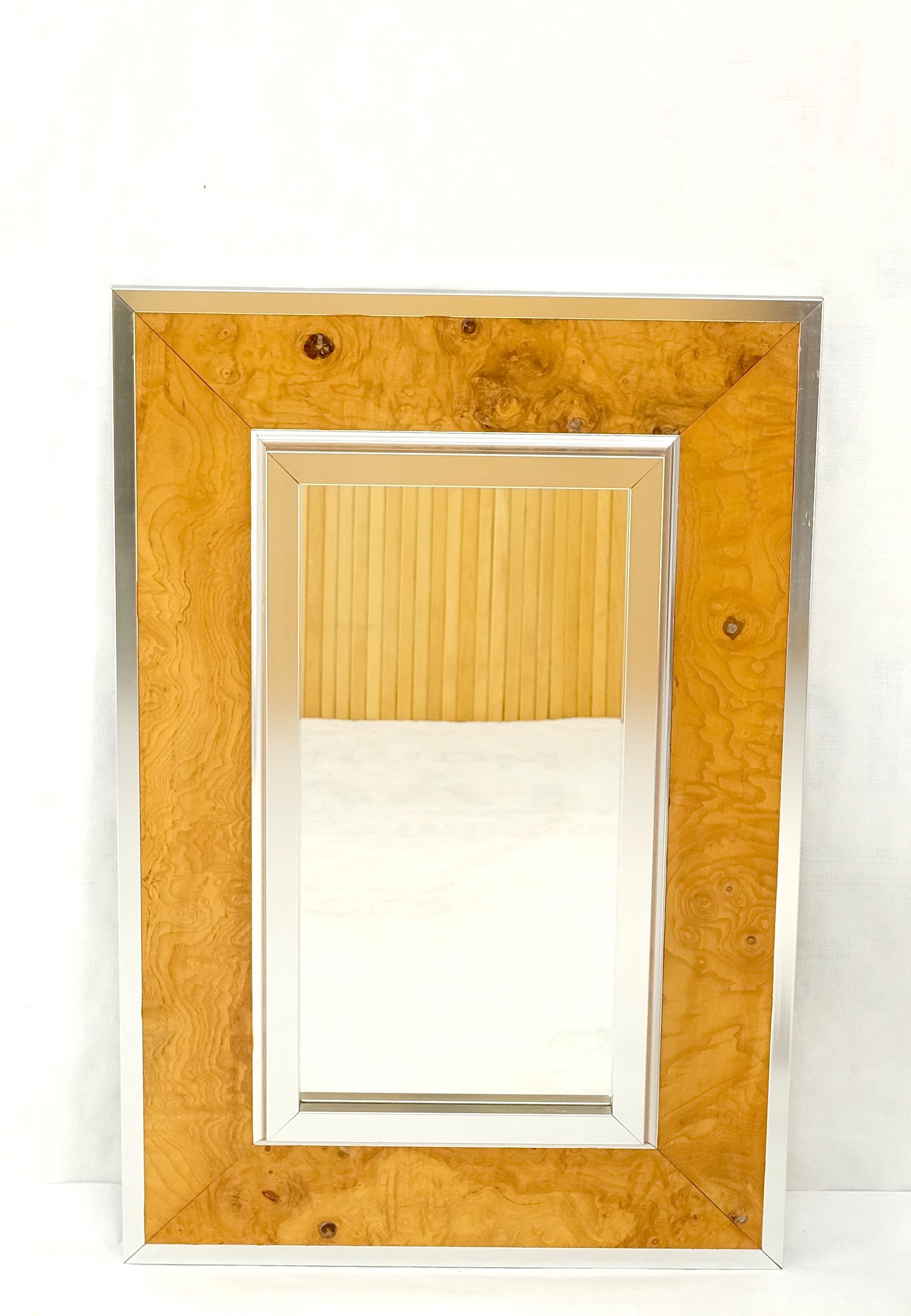 Rectangle Mid-Century Modern Burl Wood & Aluminum Mirror by Greg Copeland MINT! For Sale 6