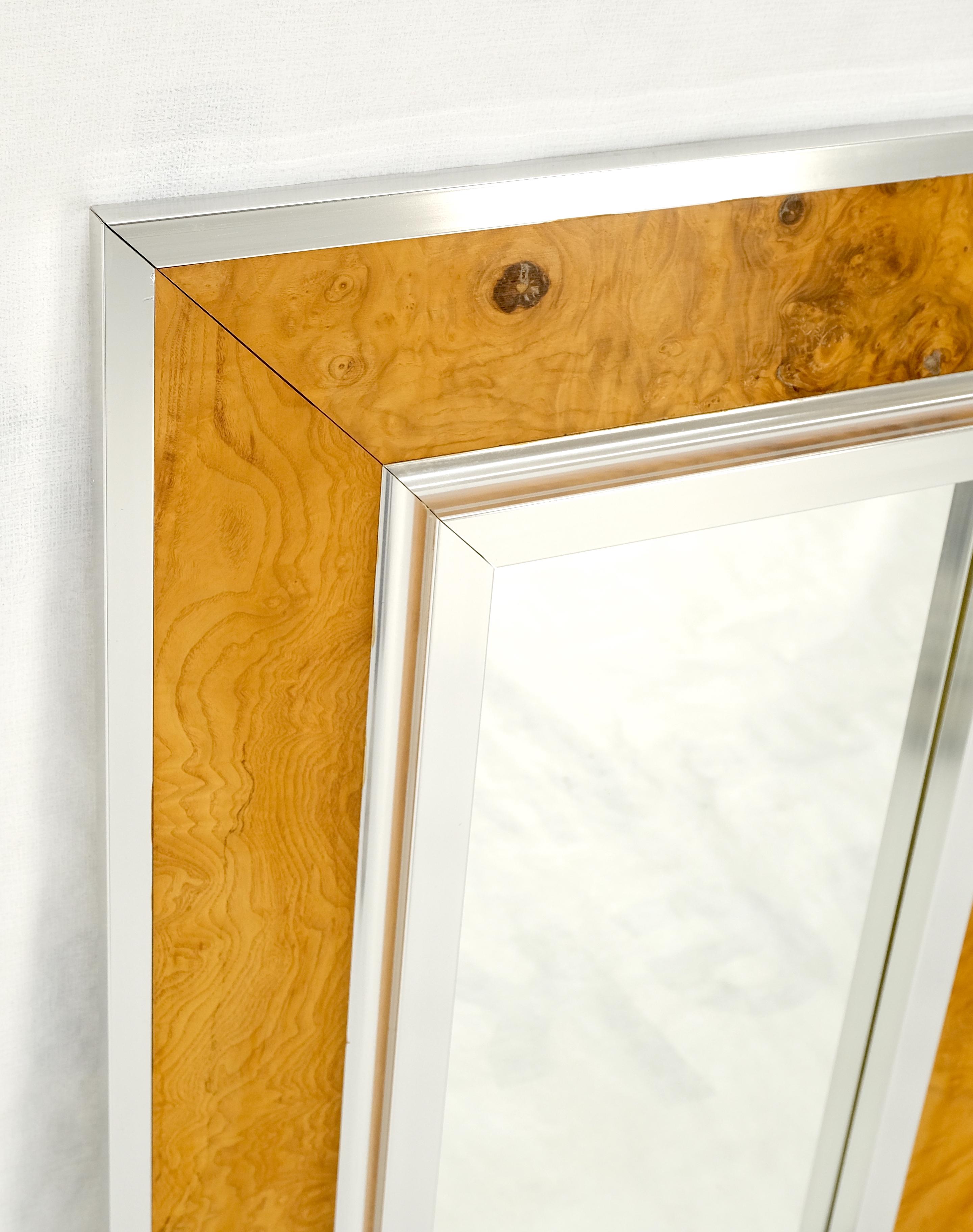 Rectangle Mid-Century Modern Burl Wood & Aluminum mirror by Greg Copeland MINT! 
Dated 1973.