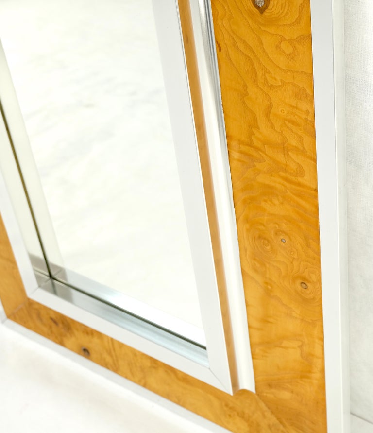 Rectangle Mid-Century Modern Burl Wood and Aluminum Mirror by Greg ...