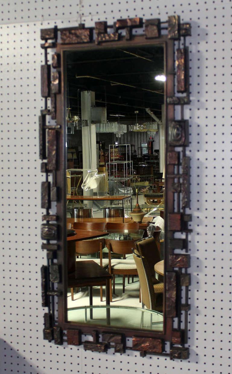 Rechteck Mid Century Modern Cityscape Brutalist Style Frame Wall Mirror MINT! im Angebot 2