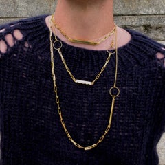 Rectangle Mixed Chain Necklace, 18",  [gold vermeil]