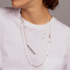 Rectangle Mixed Chain Rope Necklace [sterling silver]