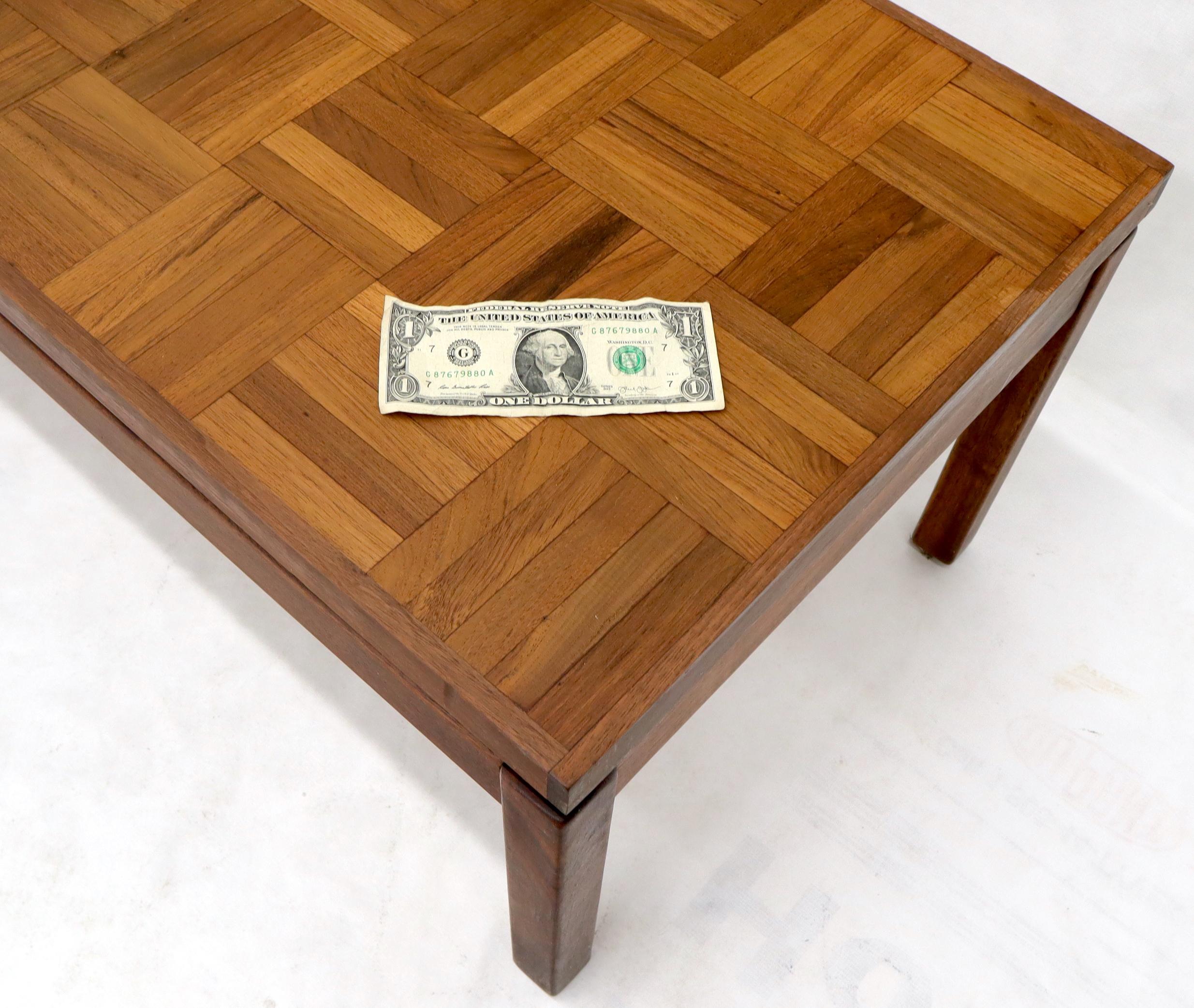 Rectangle Parquet Top Oiled Walnut Coffee Table In Good Condition For Sale In Rockaway, NJ