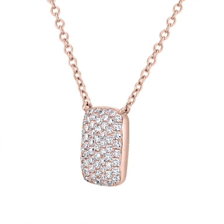 Luxle Rectangle Pendant Necklace with 0.21ct Round Diamond in 14K Rose