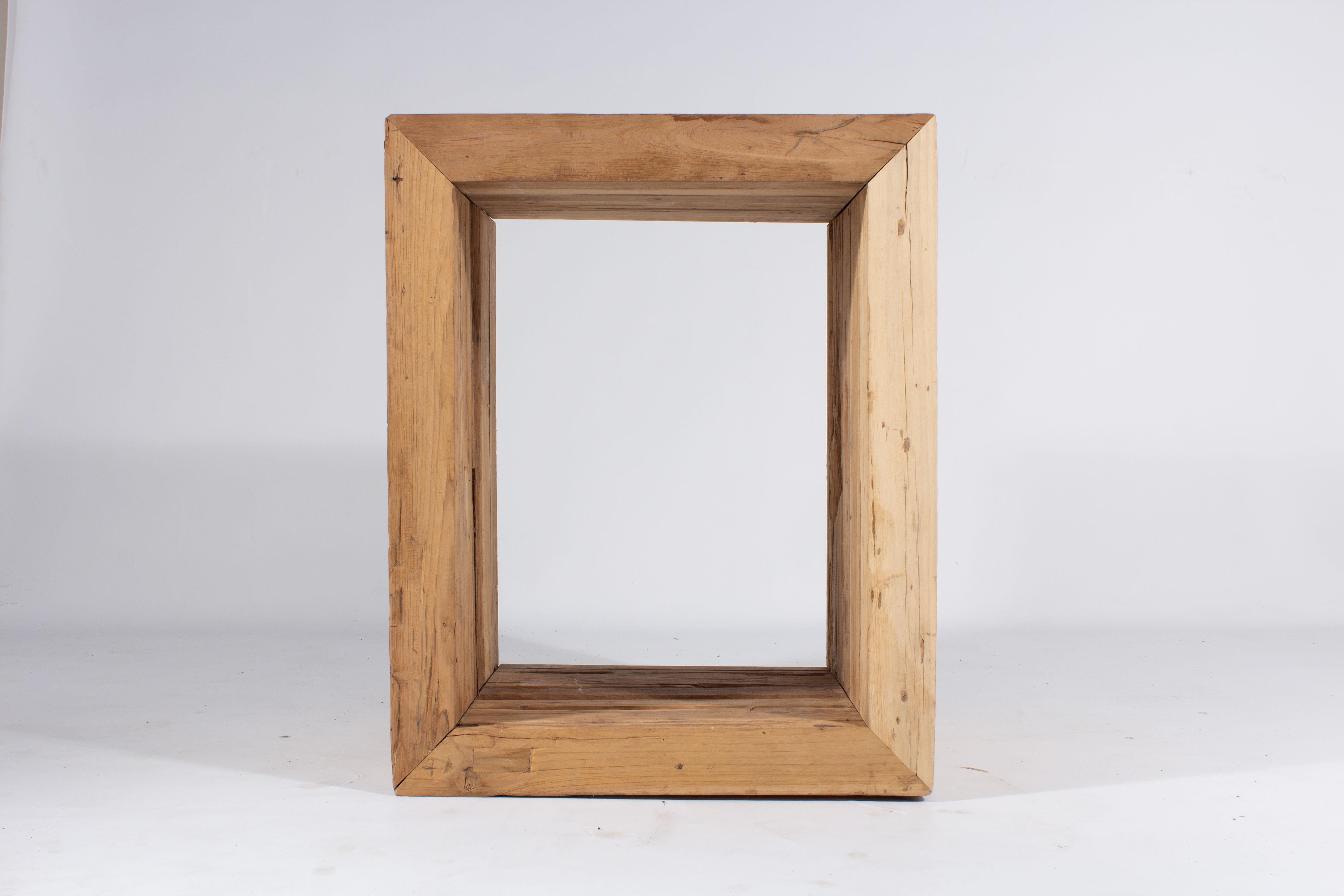 Rectangle Profile Console Reclaimed Teak wood In Good Condition For Sale In Dallas, TX