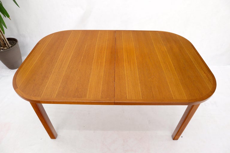Rectangle Round Corners Teak Midcentury Danish Modern Dining Table Pop Up  Leaf For Sale at 1stDibs | round corner table, rectangular table with rounded  corners, rectangular dining table rounded corners