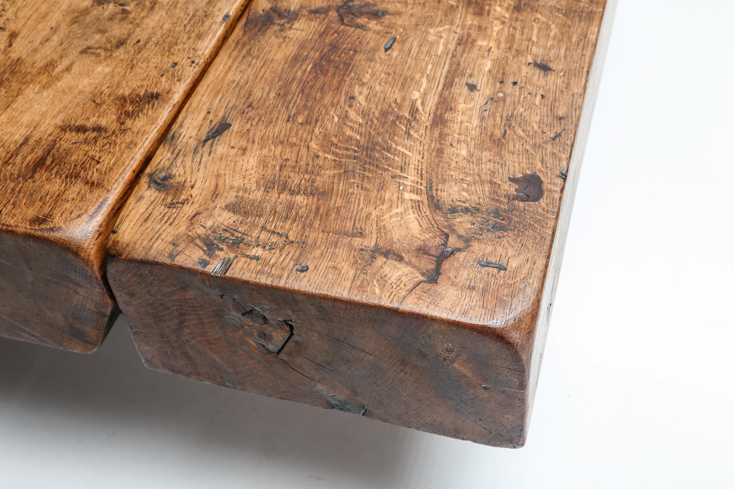 Rectangle Rustic Wood Coffee Table, France, Wabi-Sabi Insp, 1950's 2