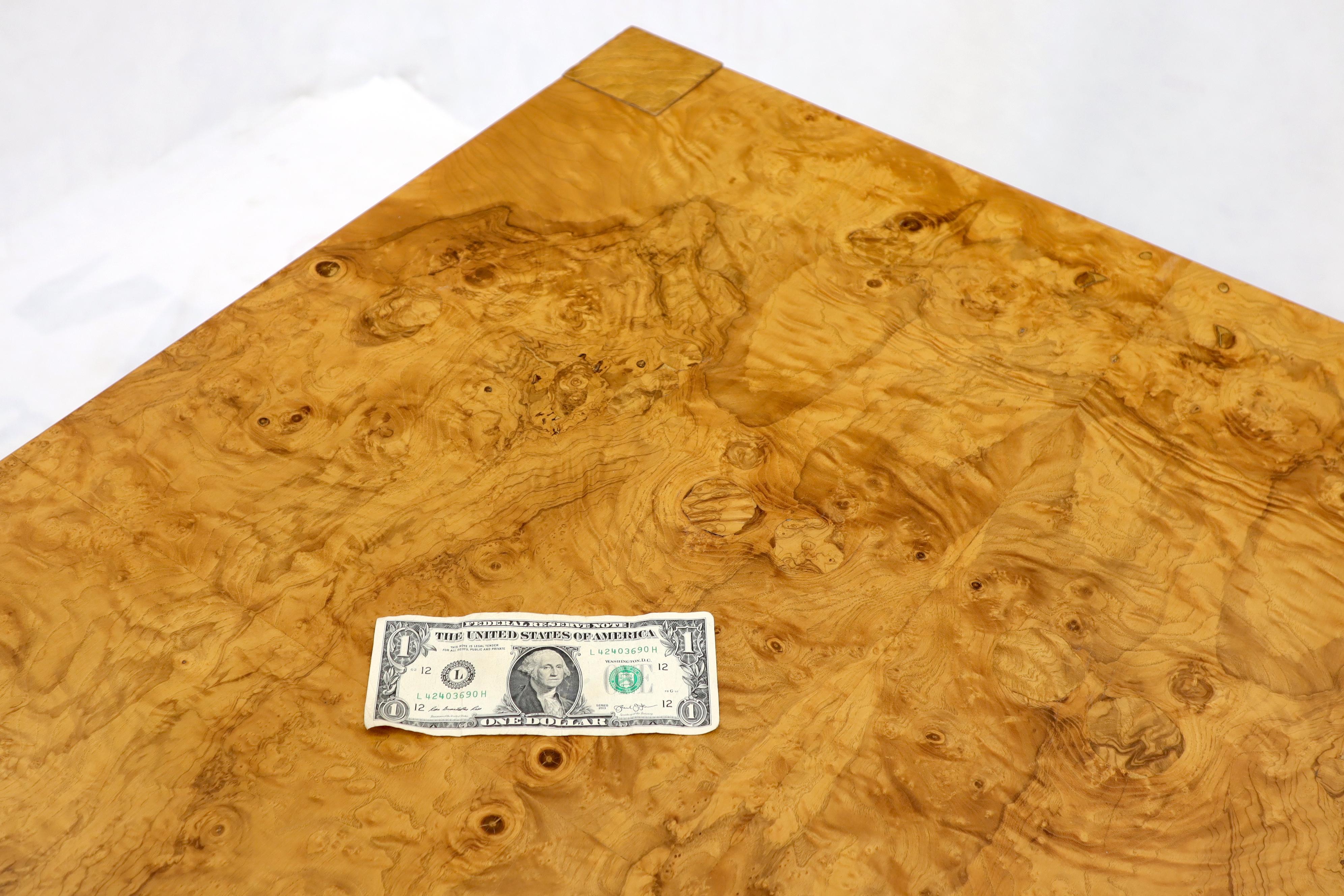 American Rectangle Shape Burl Wood Dining Room Table with Two Extension Leaves Boards