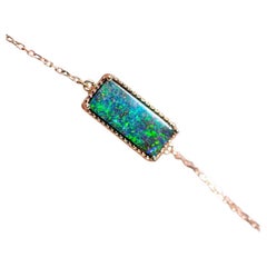 Rectangle-Shaped Australian Boulder Opal Bracelet in 18K Gold