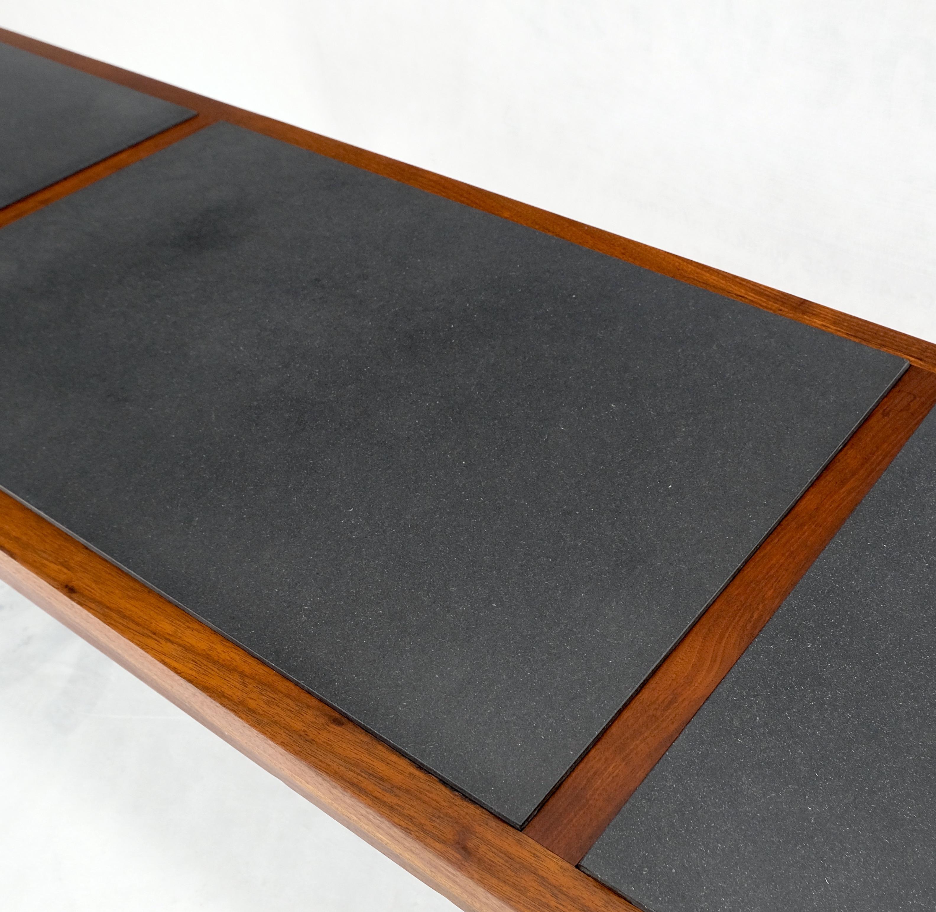 American Rectangle Solid Oiled Walnut Frame Slate Top Mid-Century Modern Coffee Table