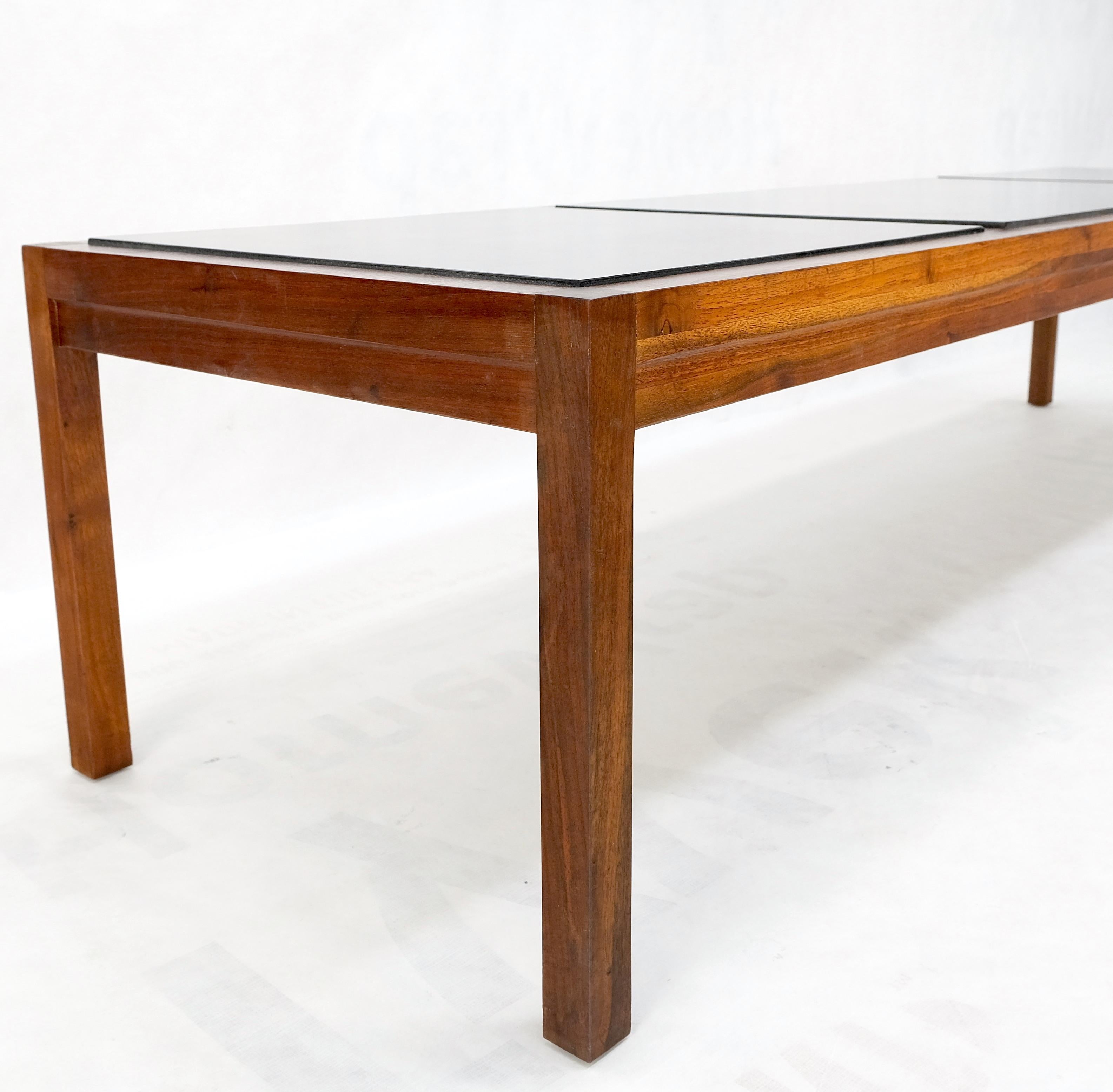 Lacquered Rectangle Solid Oiled Walnut Frame Slate Top Mid-Century Modern Coffee Table