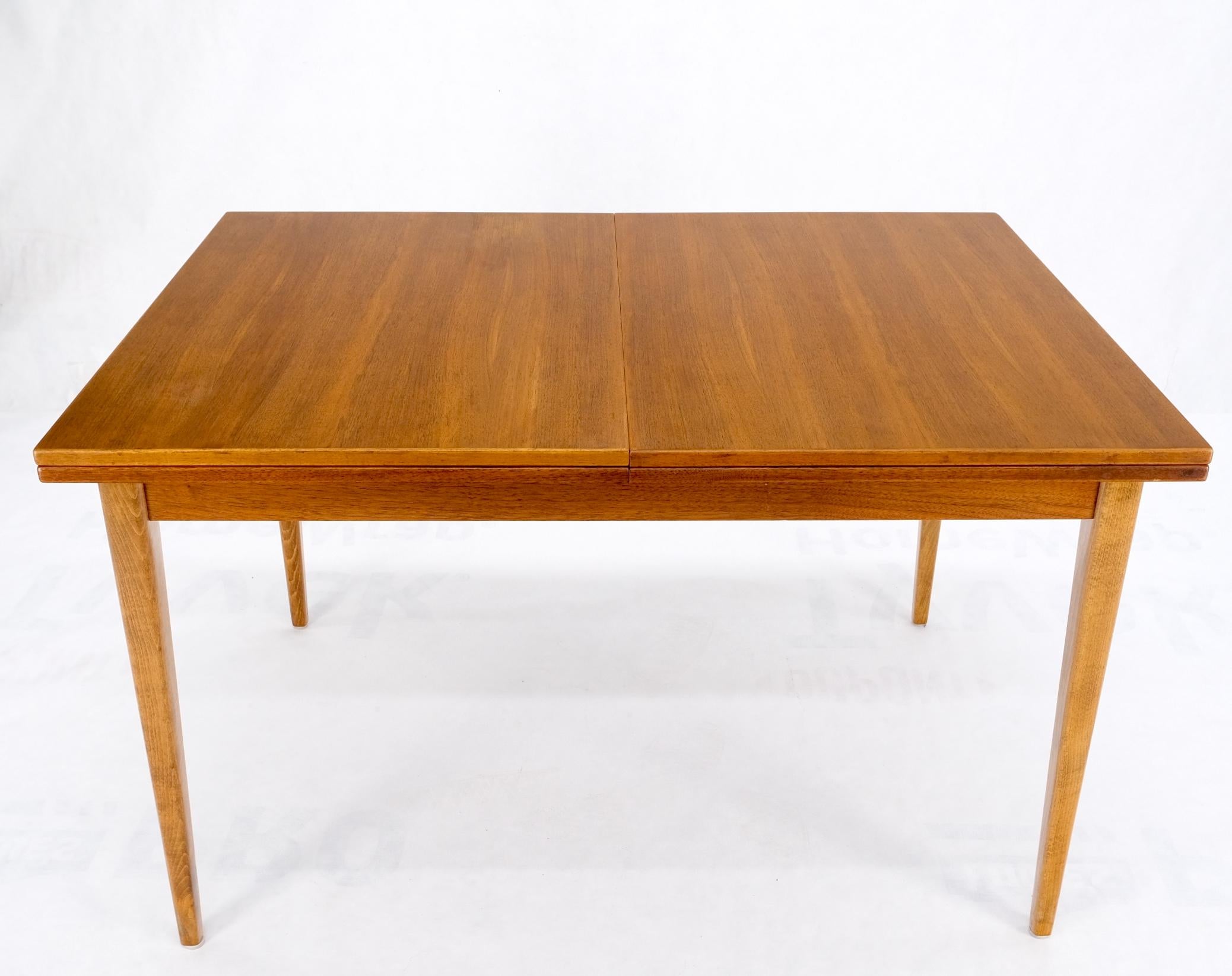 Rectangle Teak Danish Mid Century Modern Dining Table Flip Top  Sweden Made MINT For Sale 5