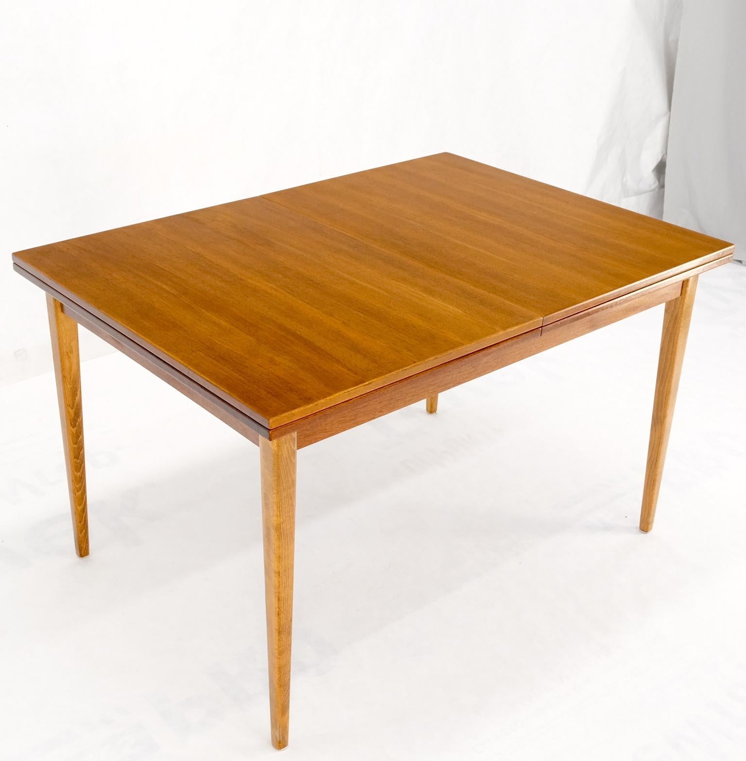 Rectangle Teak Danish Mid Century Modern Dining Table Flip Top  Sweden Made MINT For Sale 6