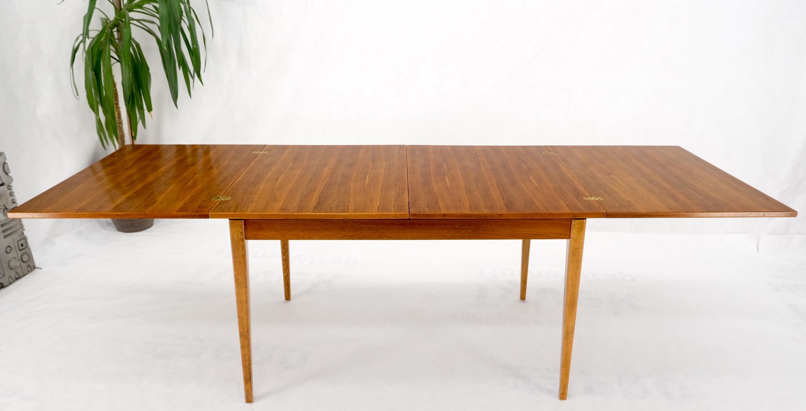 Rectangle Teak Danish Mid Century Modern Dining Table Flip Top  Sweden Made MINT For Sale 10