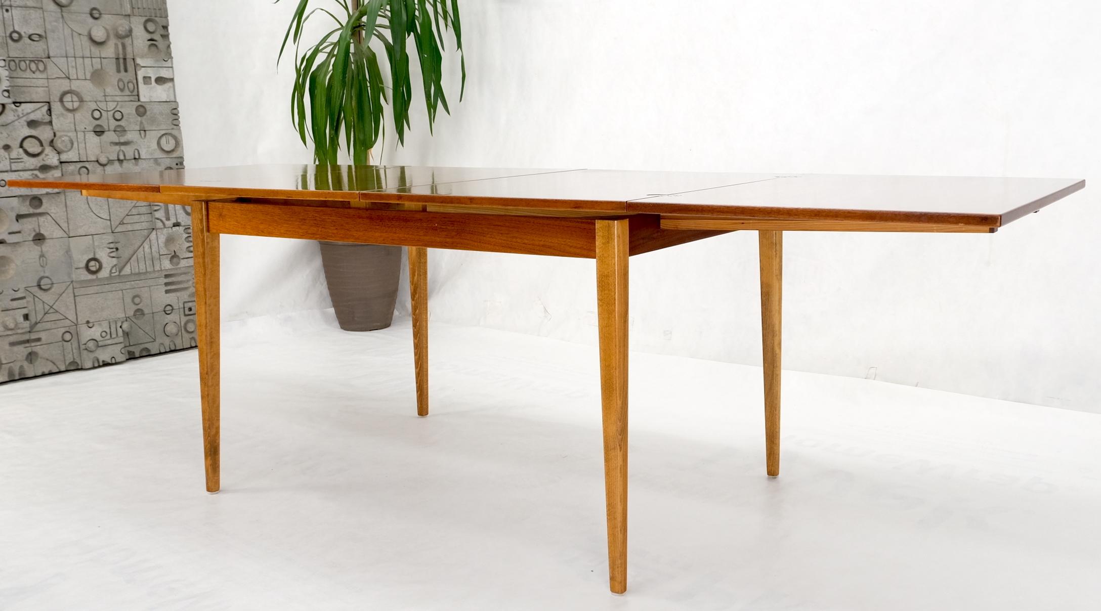Rectangle Teak Danish Mid Century Modern Dining Table Flip Top  Sweden Made MINT For Sale 11