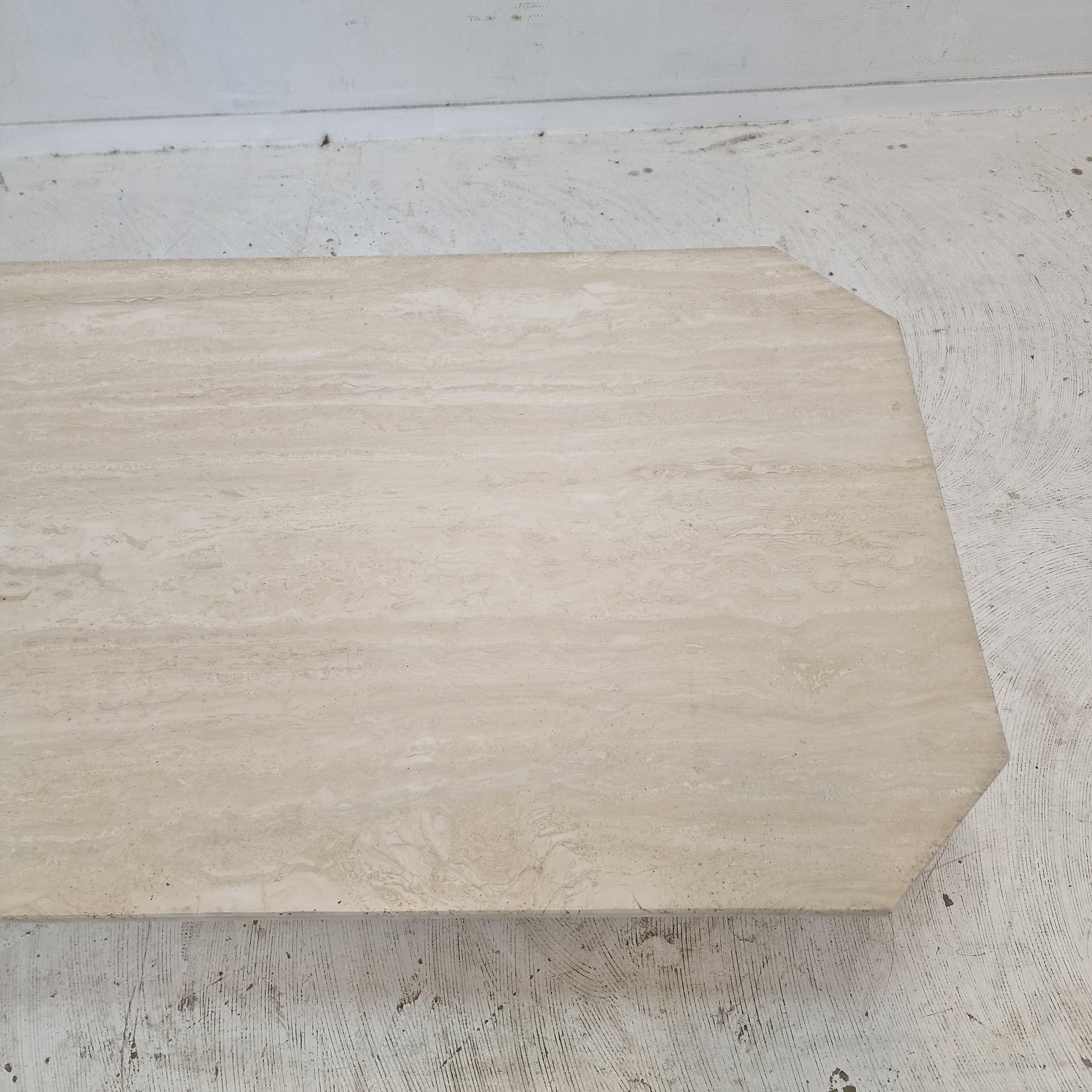 Table basse ou d'appoint rectangulaire en travertin, Italie, années 1980 en vente 2