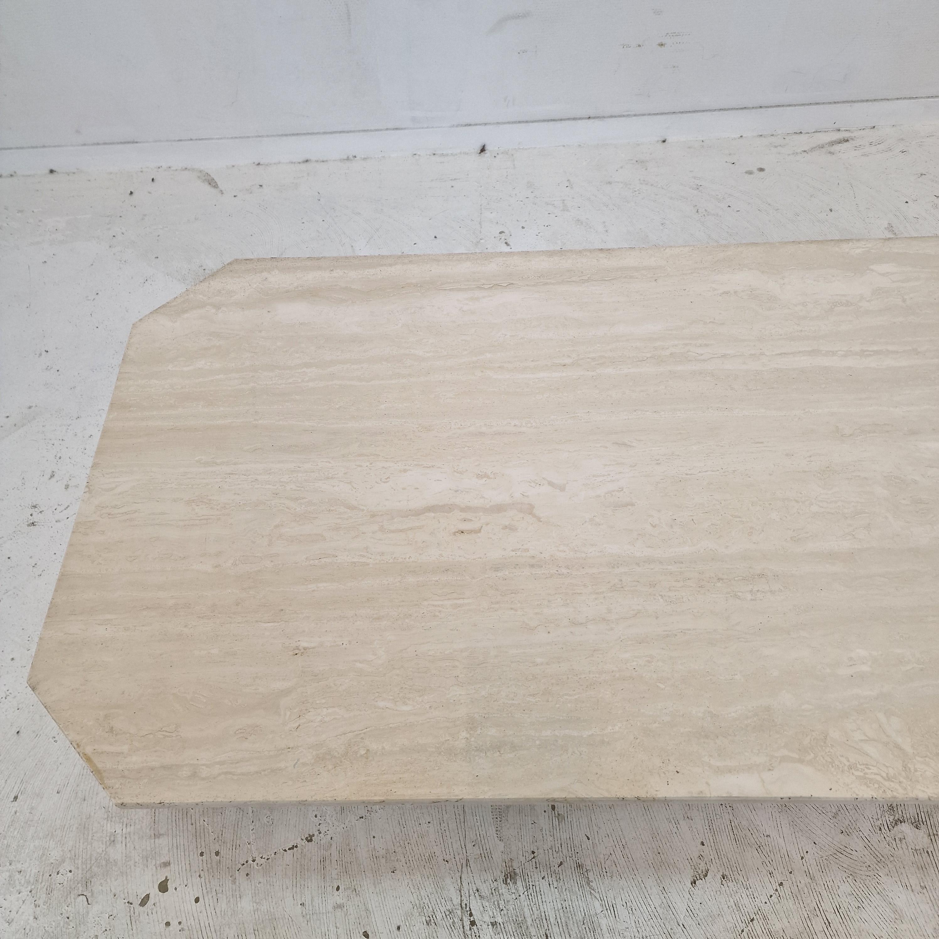 Table basse ou d'appoint rectangulaire en travertin, Italie, années 1980 en vente 3