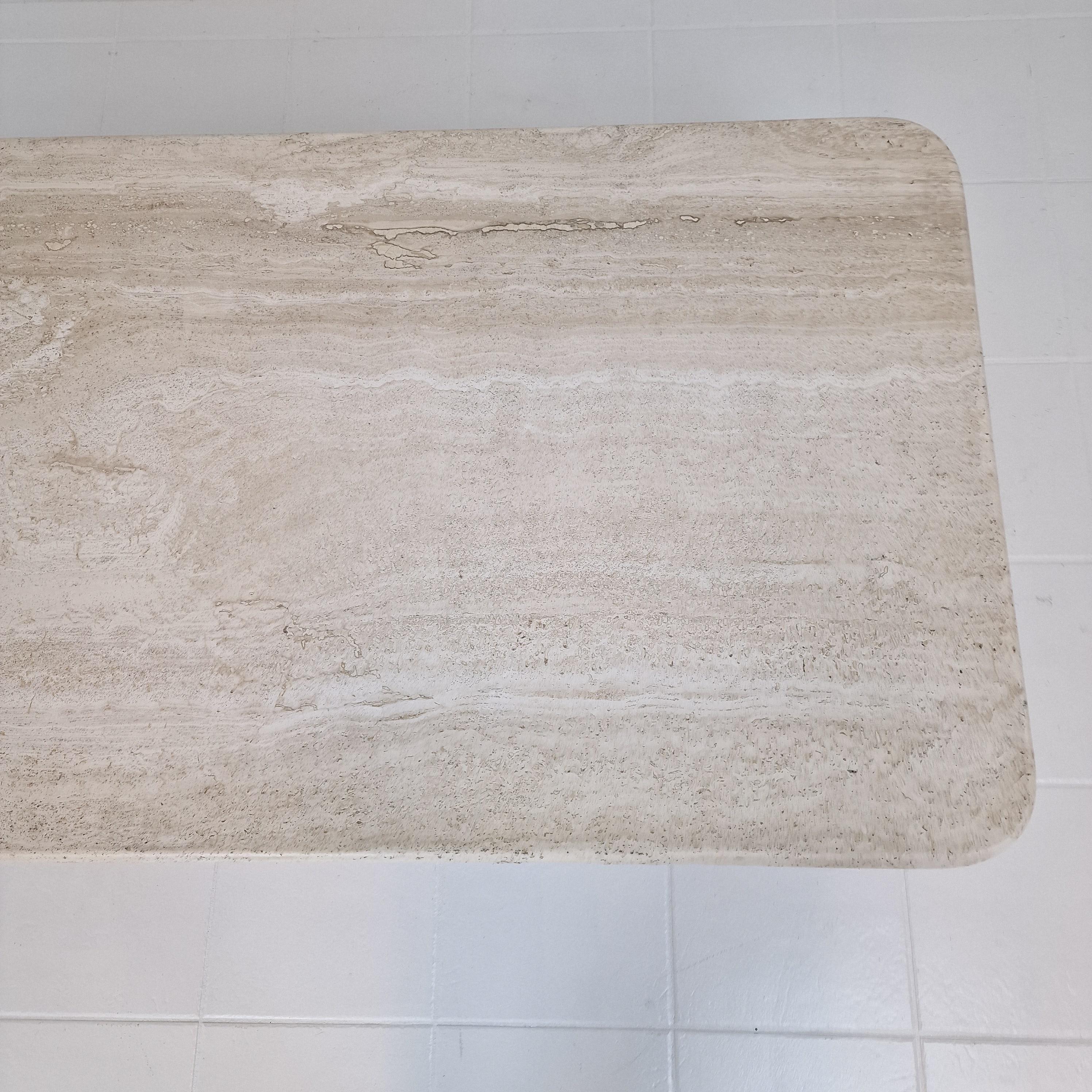 Table basse ou d'appoint rectangulaire en travertin, Italie années 1980 en vente 4