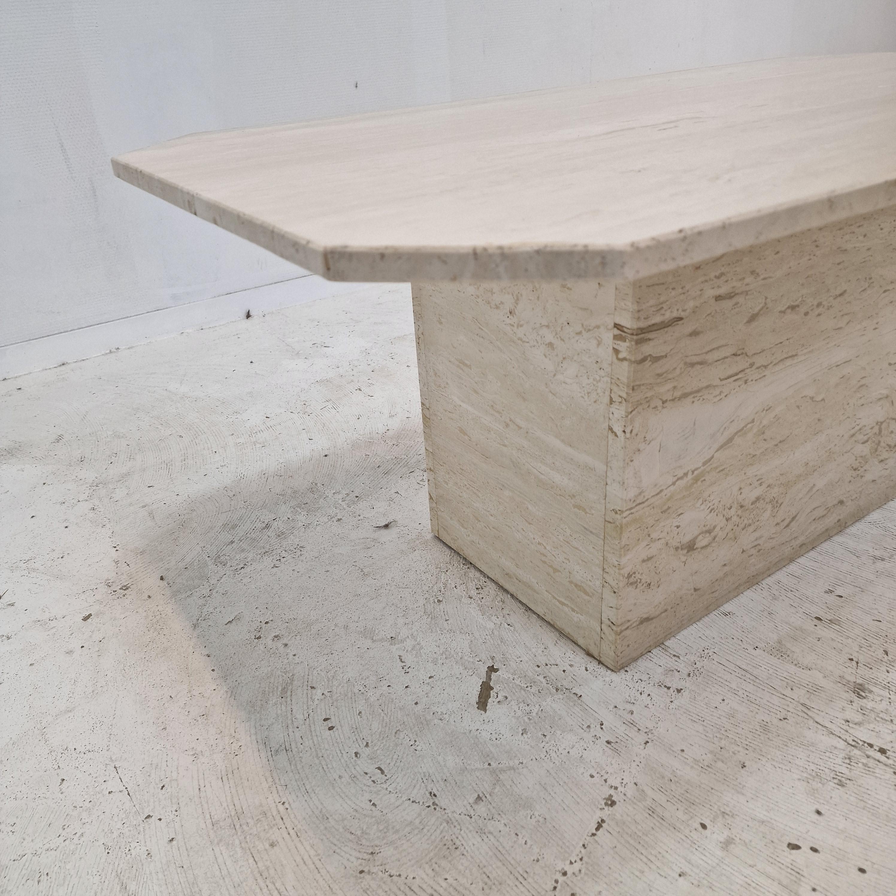 Table basse ou d'appoint rectangulaire en travertin, Italie, années 1980 en vente 5