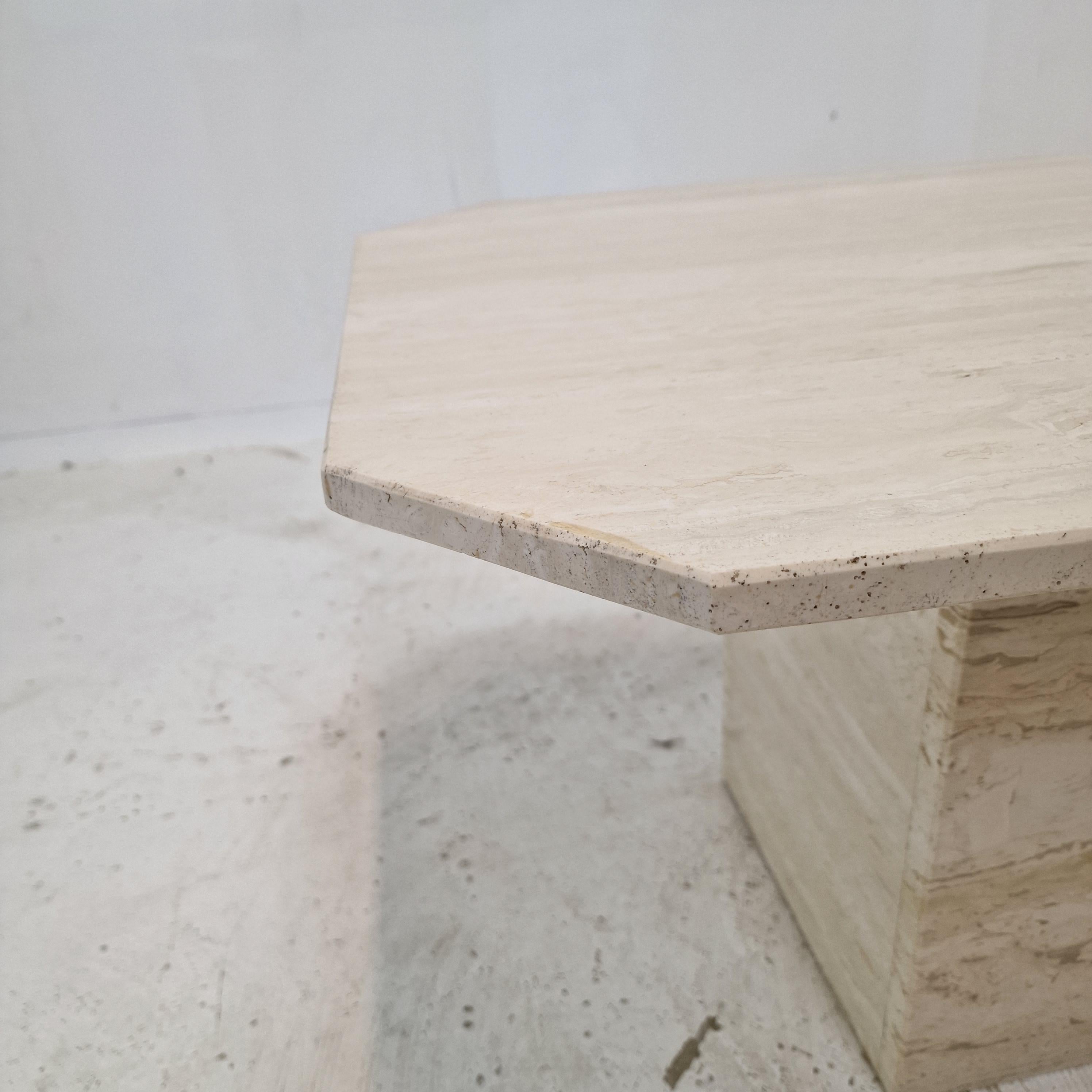Table basse ou d'appoint rectangulaire en travertin, Italie, années 1980 en vente 6
