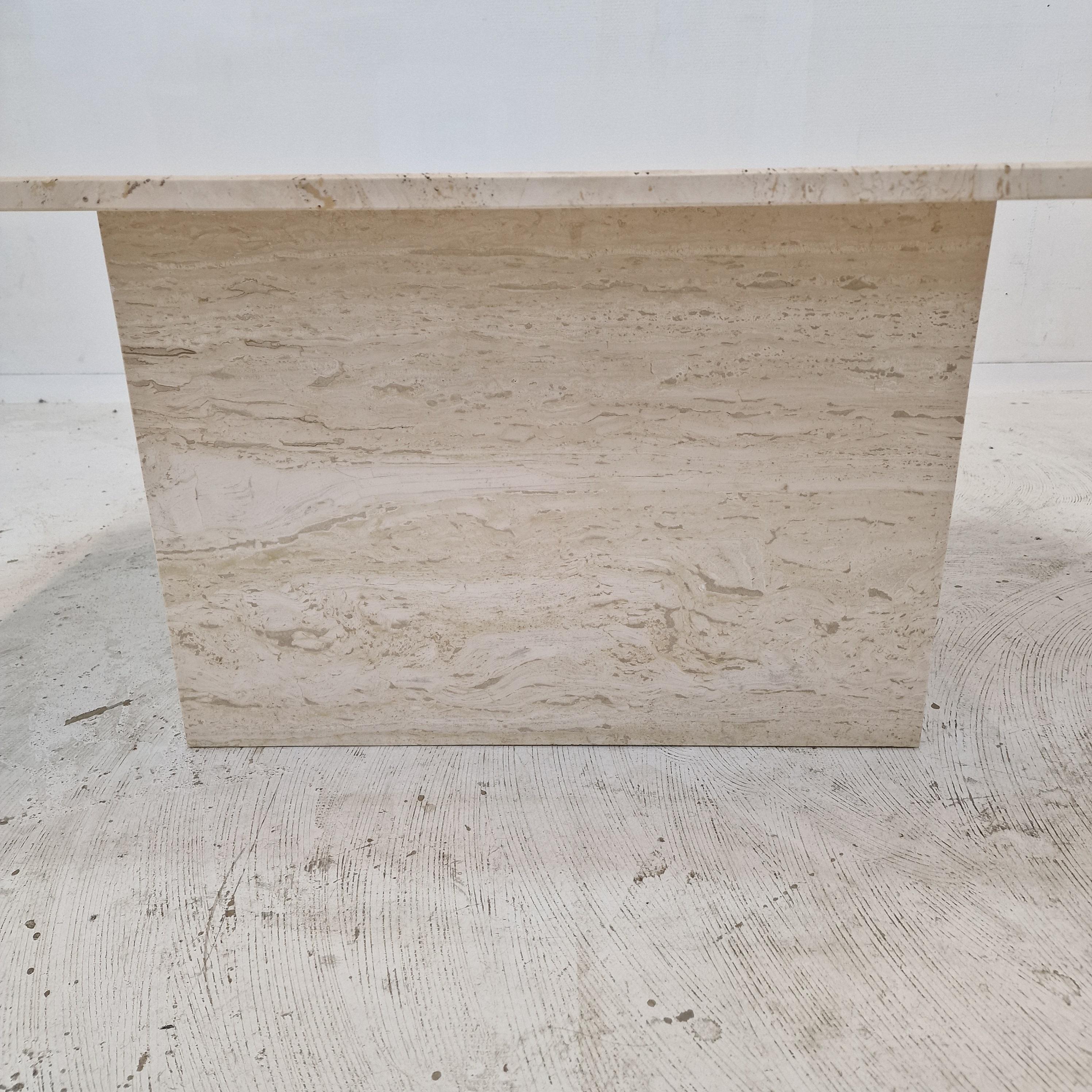 Table basse ou d'appoint rectangulaire en travertin, Italie, années 1980 en vente 7