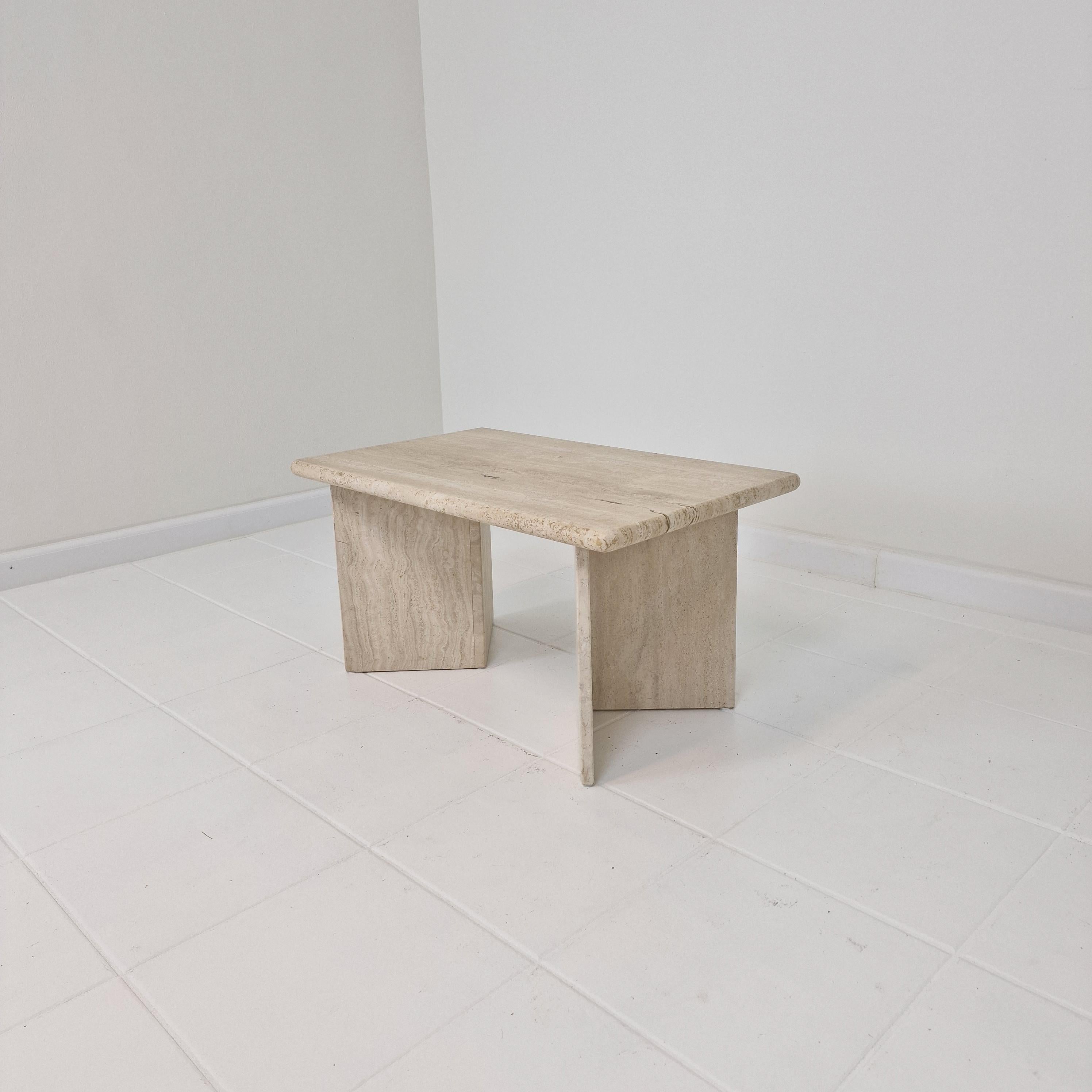 Mid-Century Modern Rectangle Travertine Coffee or Side Table, Italy 1980s For Sale