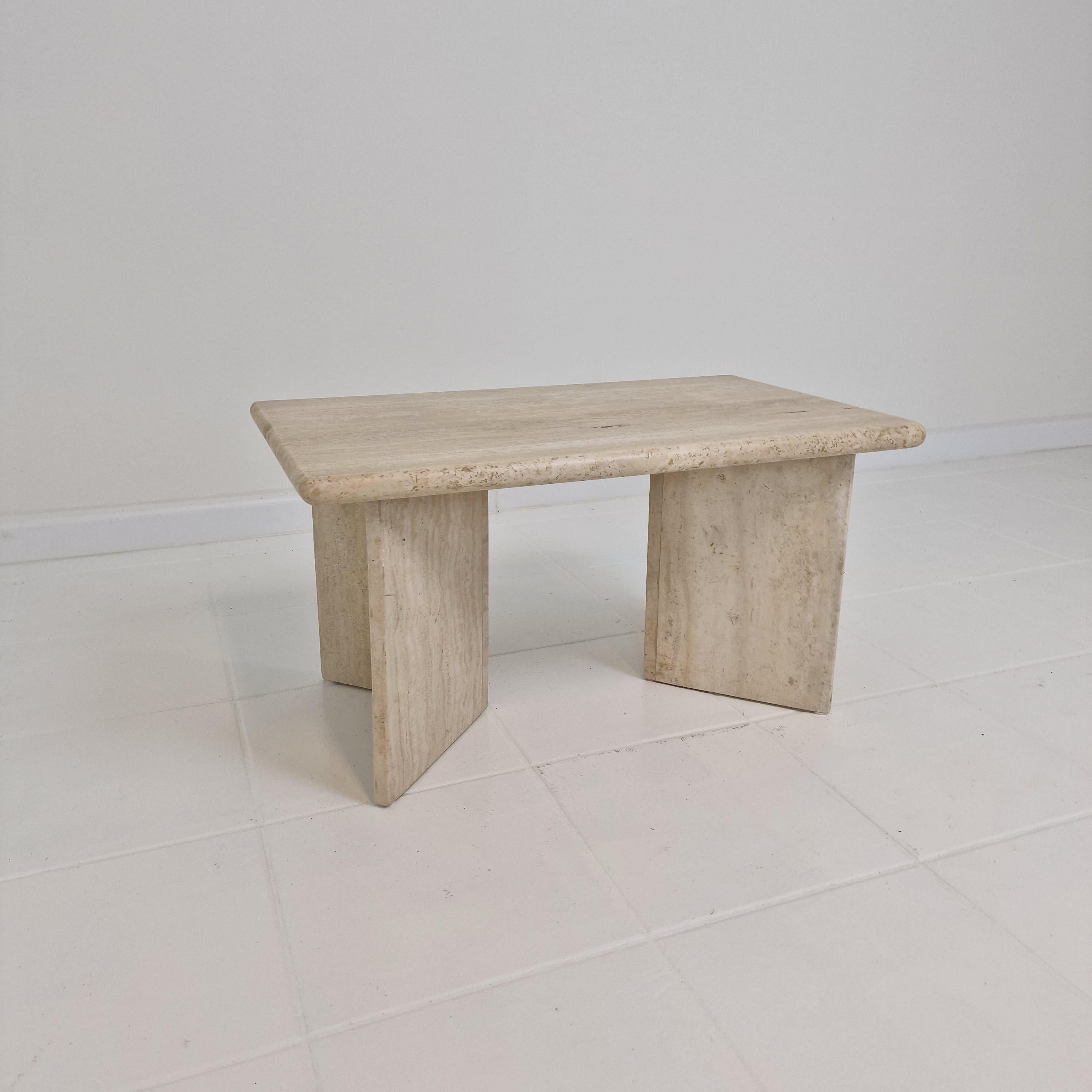 Italian Rectangle Travertine Coffee or Side Table, Italy 1980s For Sale