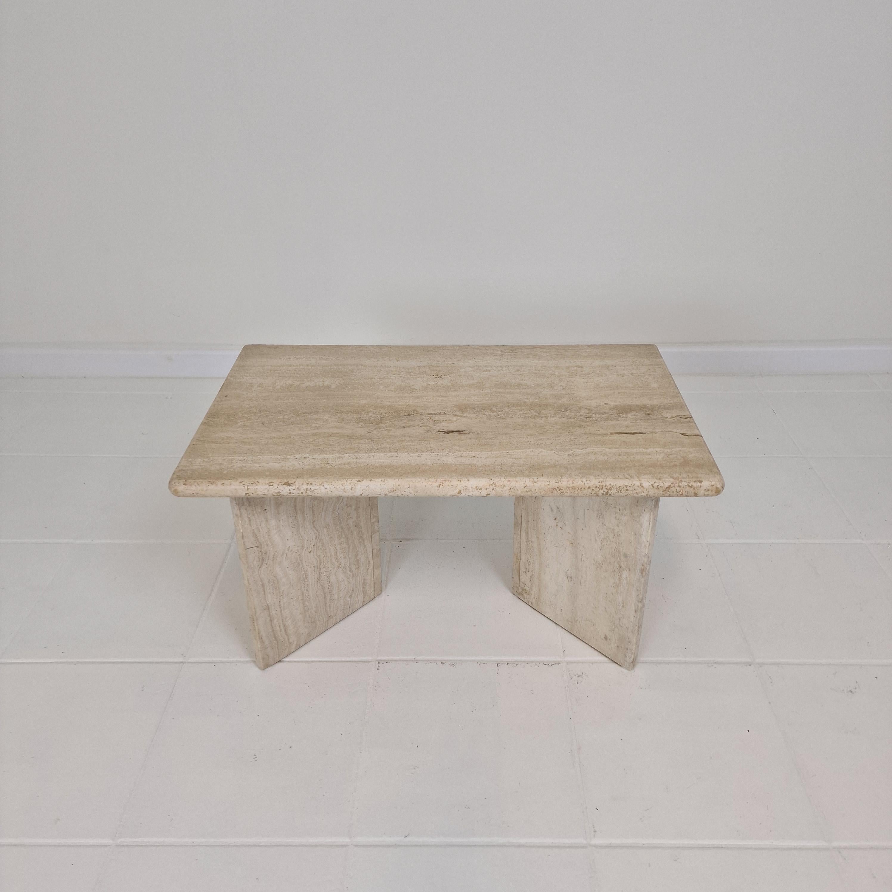 Rectangle Travertine Coffee or Side Table, Italy 1980s In Good Condition For Sale In Oud Beijerland, NL